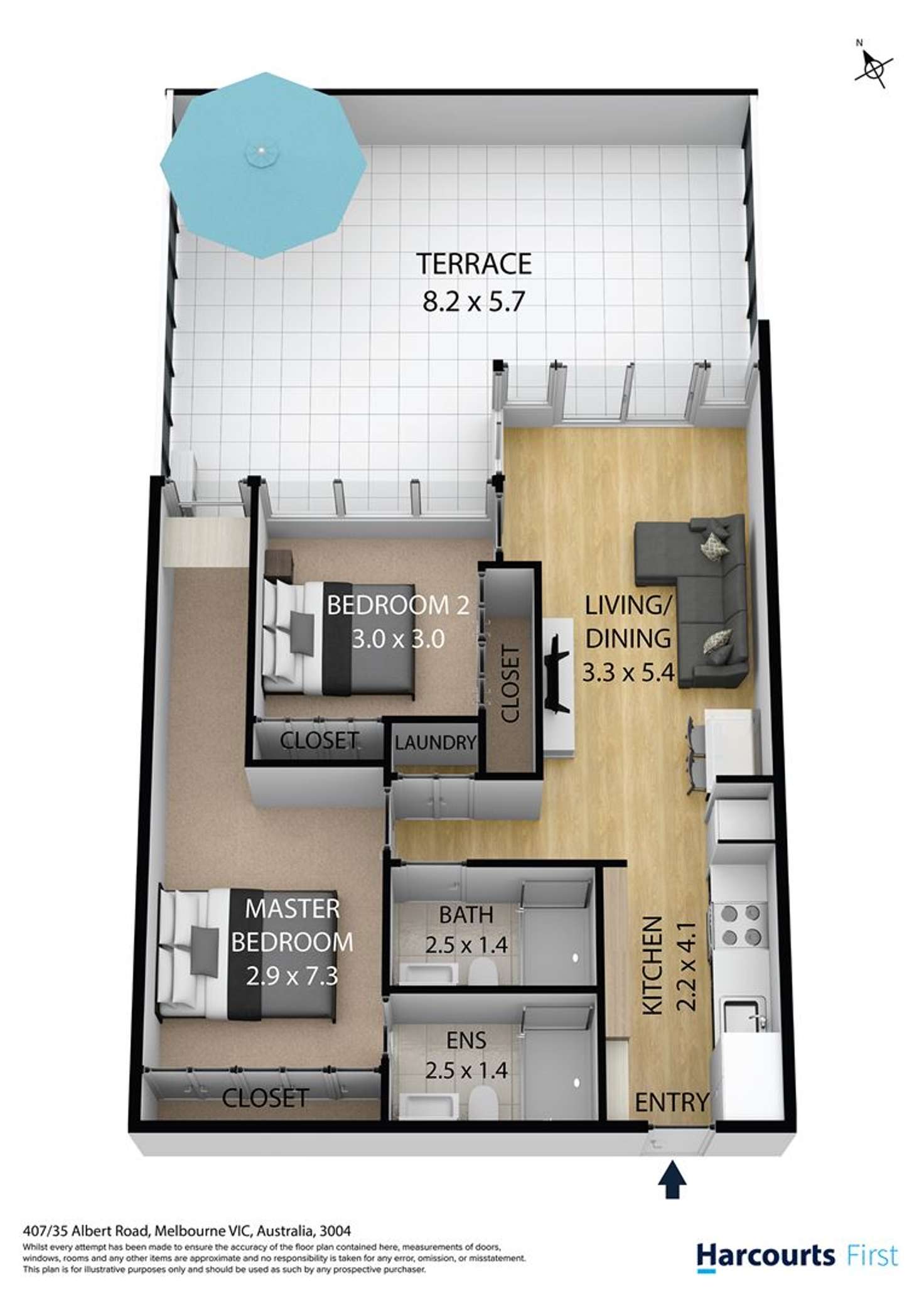 Floorplan of Homely apartment listing, 407/35 Albert Road, Melbourne VIC 3004