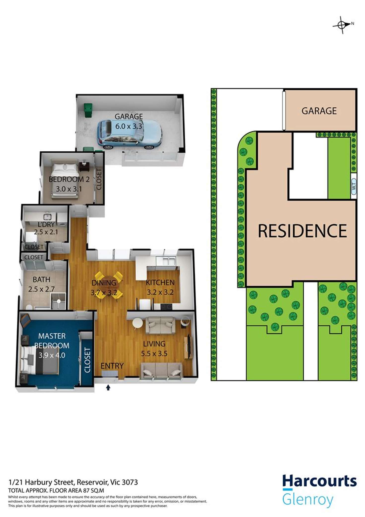 Floorplan of Homely unit listing, 1/21 Harbury Street, Reservoir VIC 3073