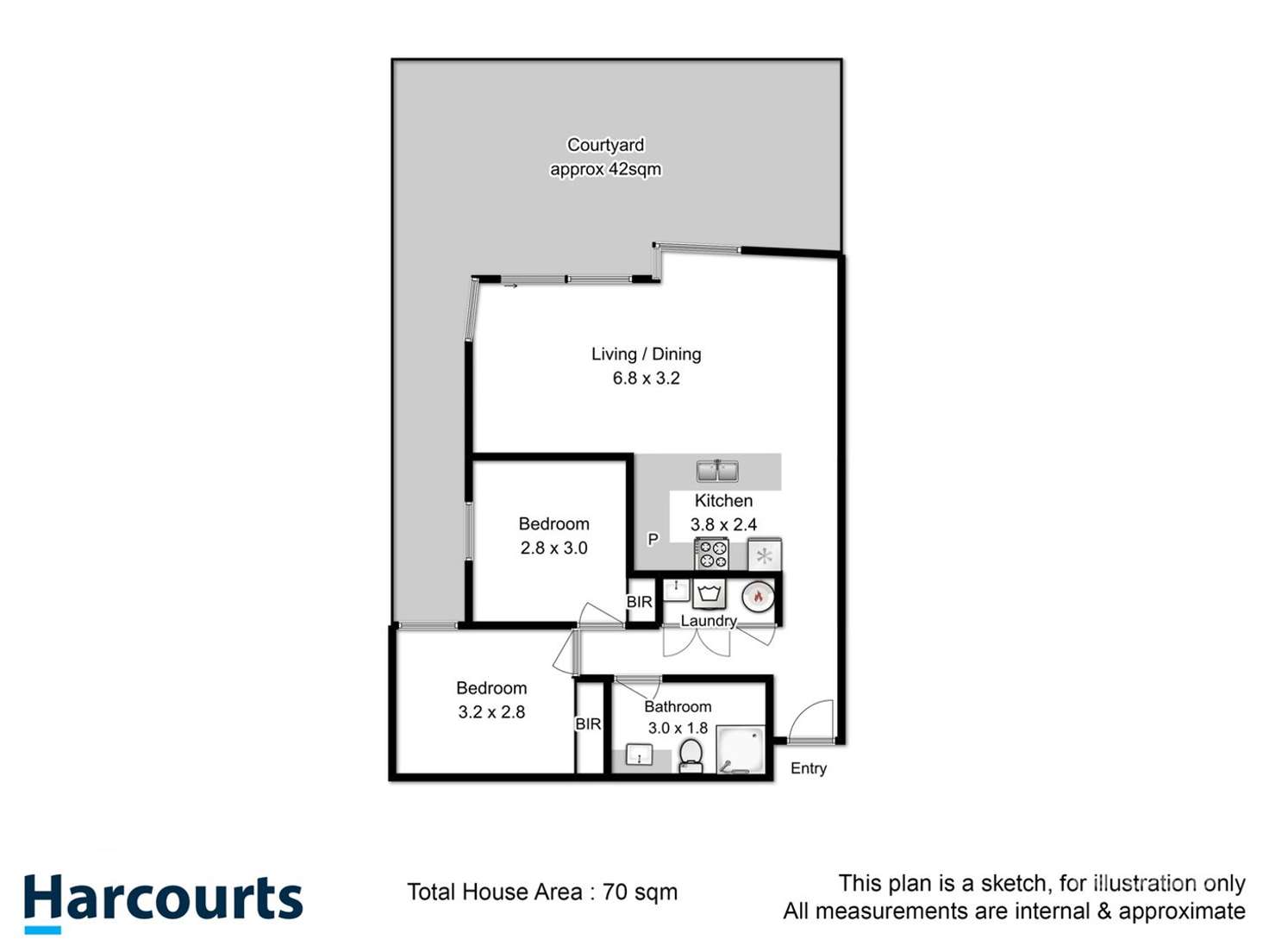 Floorplan of Homely apartment listing, 1/166 Bathurst Street, Hobart TAS 7000