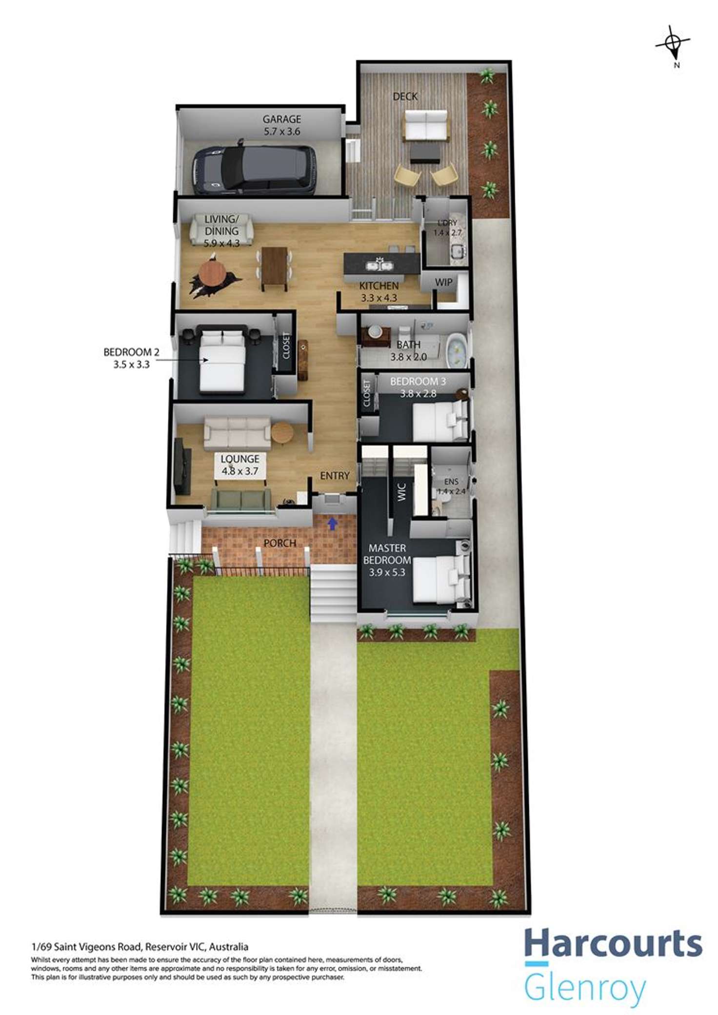 Floorplan of Homely house listing, 1/69 St Vigeons Road, Reservoir VIC 3073