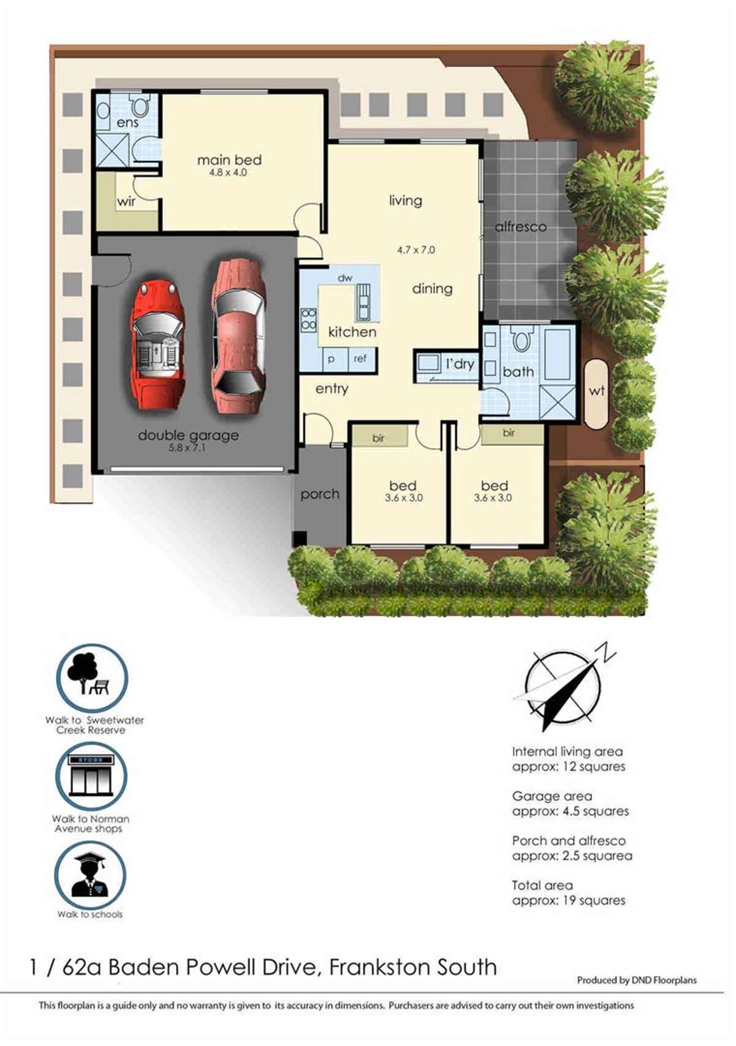 Floorplan of Homely townhouse listing, 1/62A Baden Powell Drive, Frankston South VIC 3199