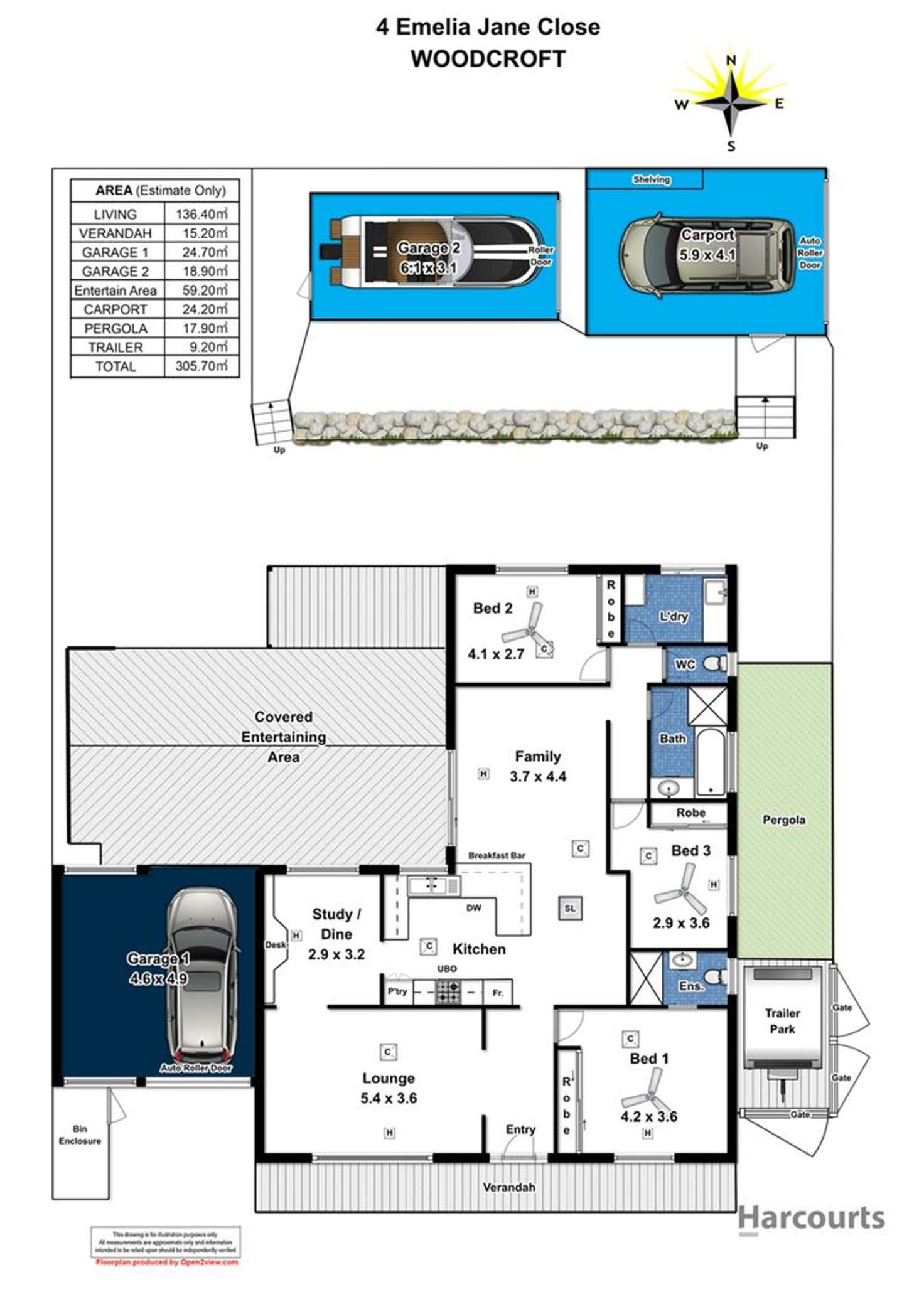 Floorplan of Homely house listing, 4 Emelia Jane Close, Woodcroft SA 5162