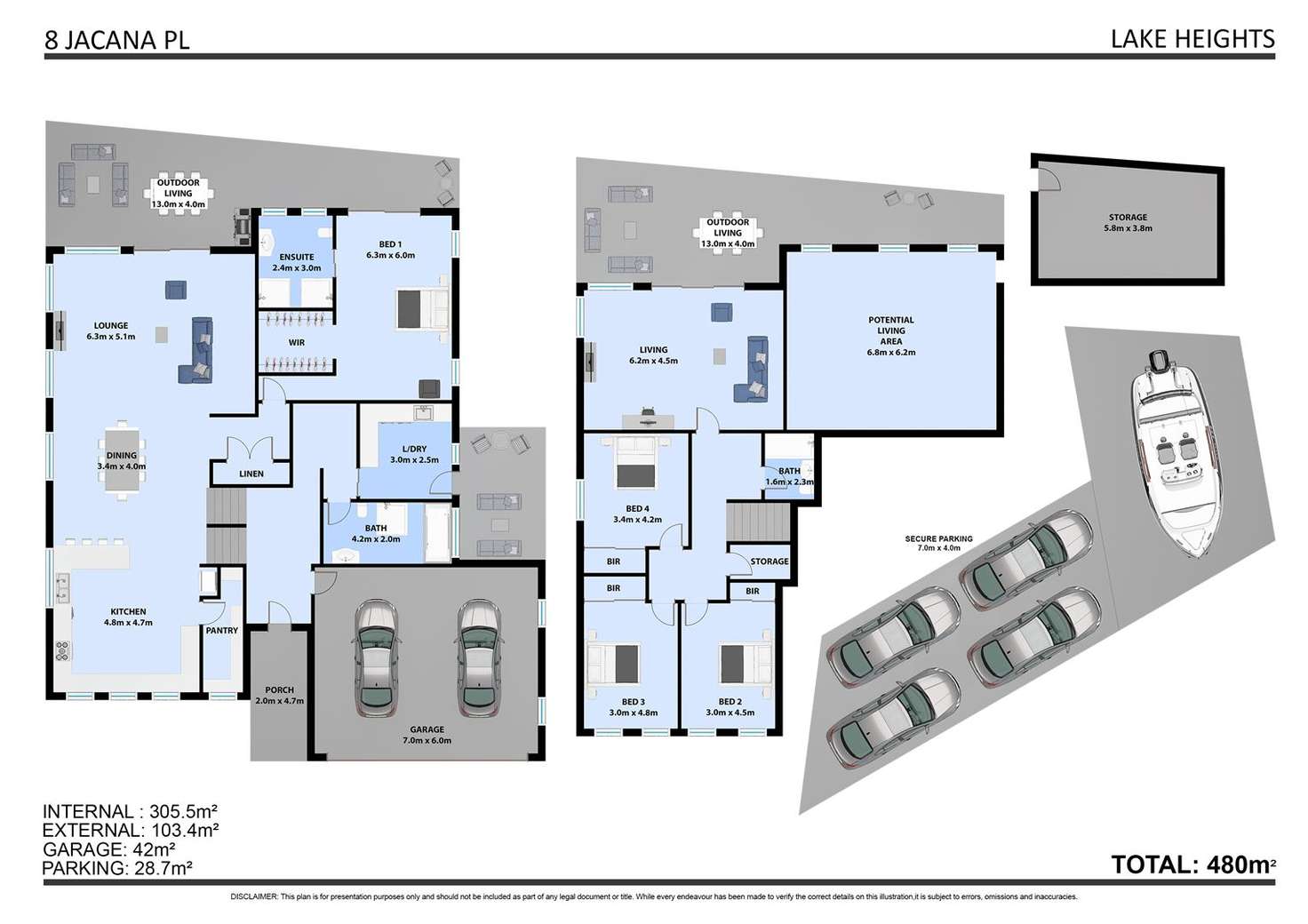 Floorplan of Homely house listing, 8 Jacana Place, Lake Heights NSW 2502