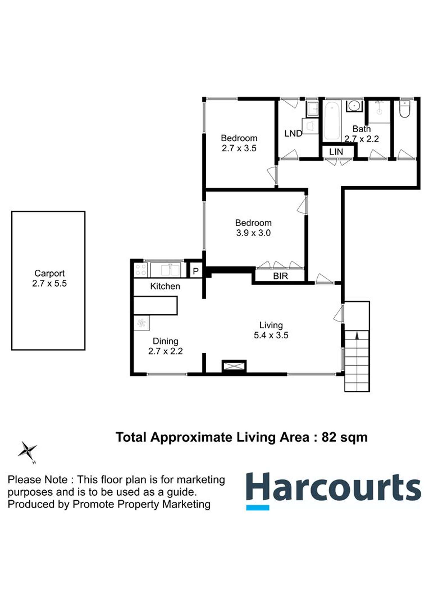 Floorplan of Homely flat listing, 1/16a Coleman Street, Moonah TAS 7009