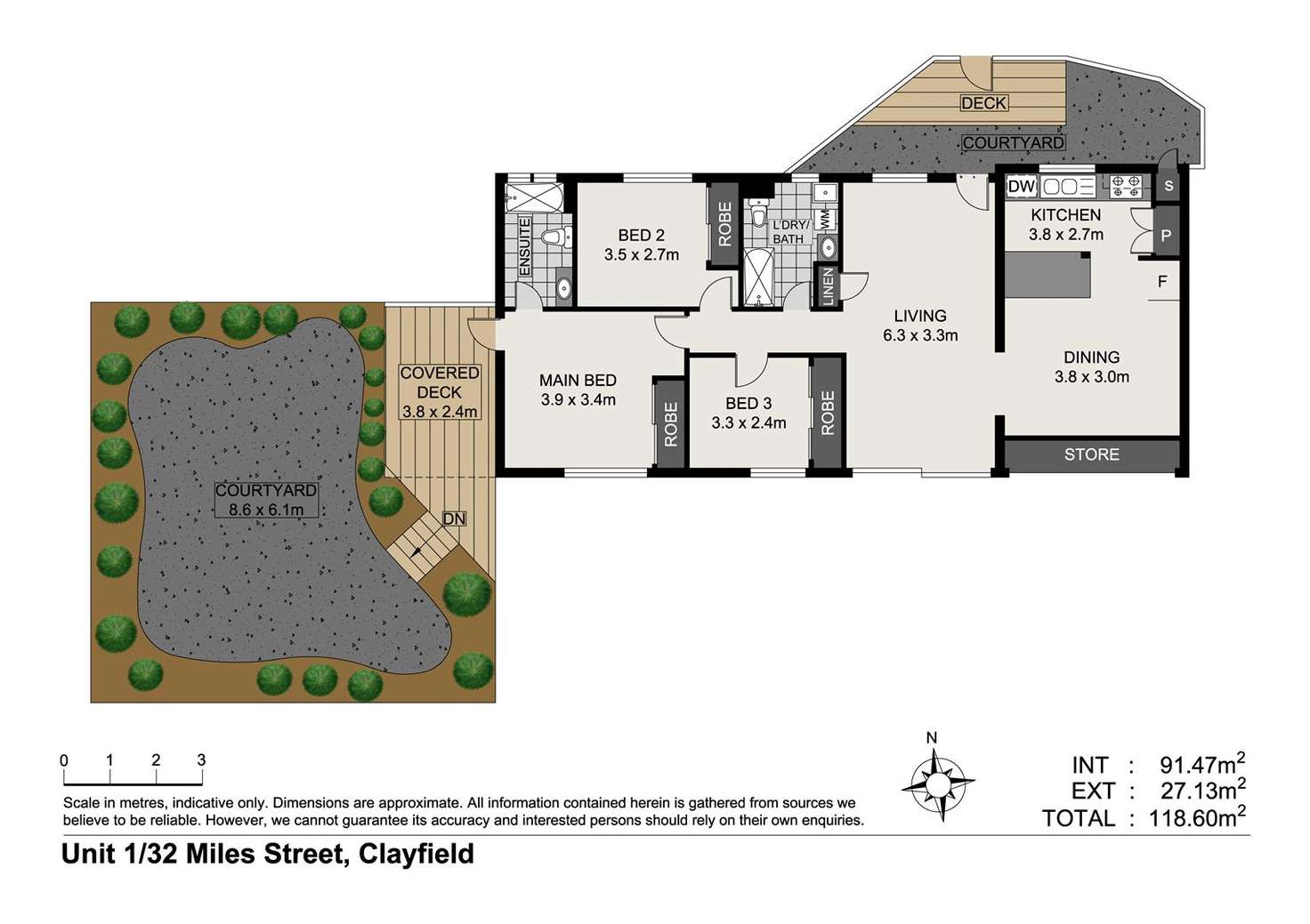 Floorplan of Homely unit listing, 1/32 Miles St, Clayfield QLD 4011