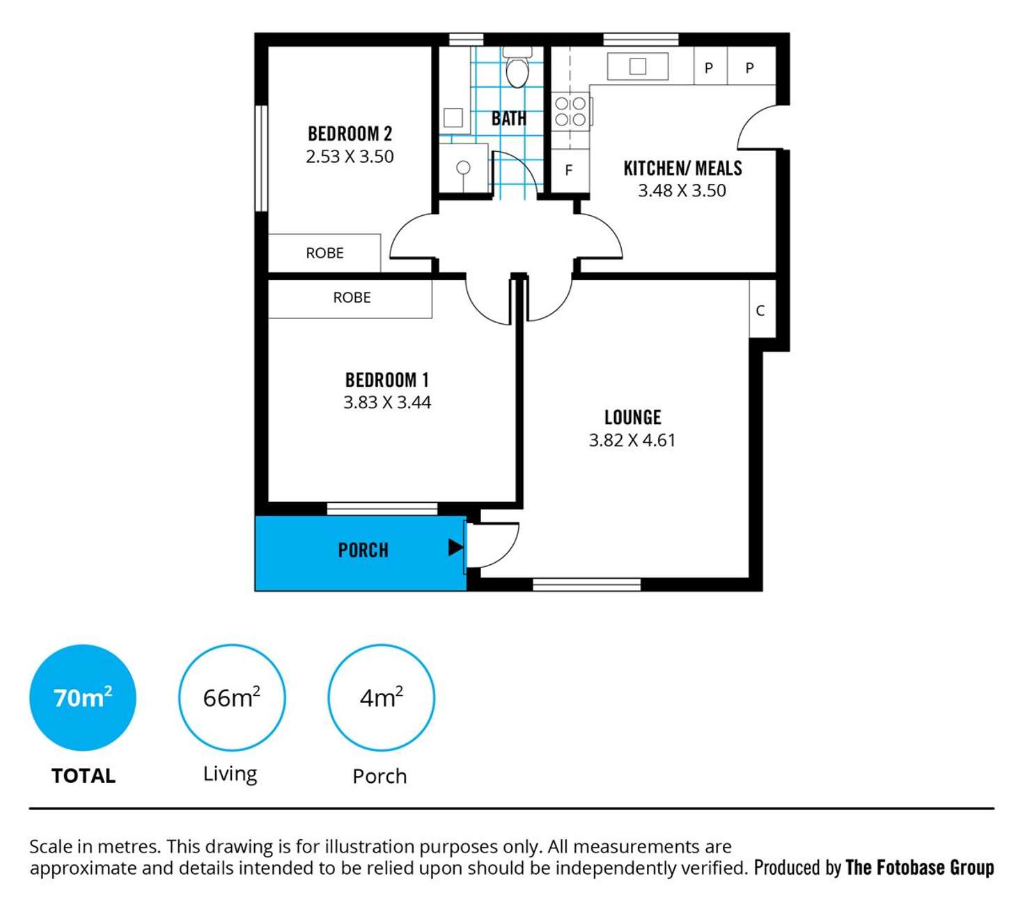 Floorplan of Homely unit listing, 2/8 Overbury Drive, Clarence Park SA 5034