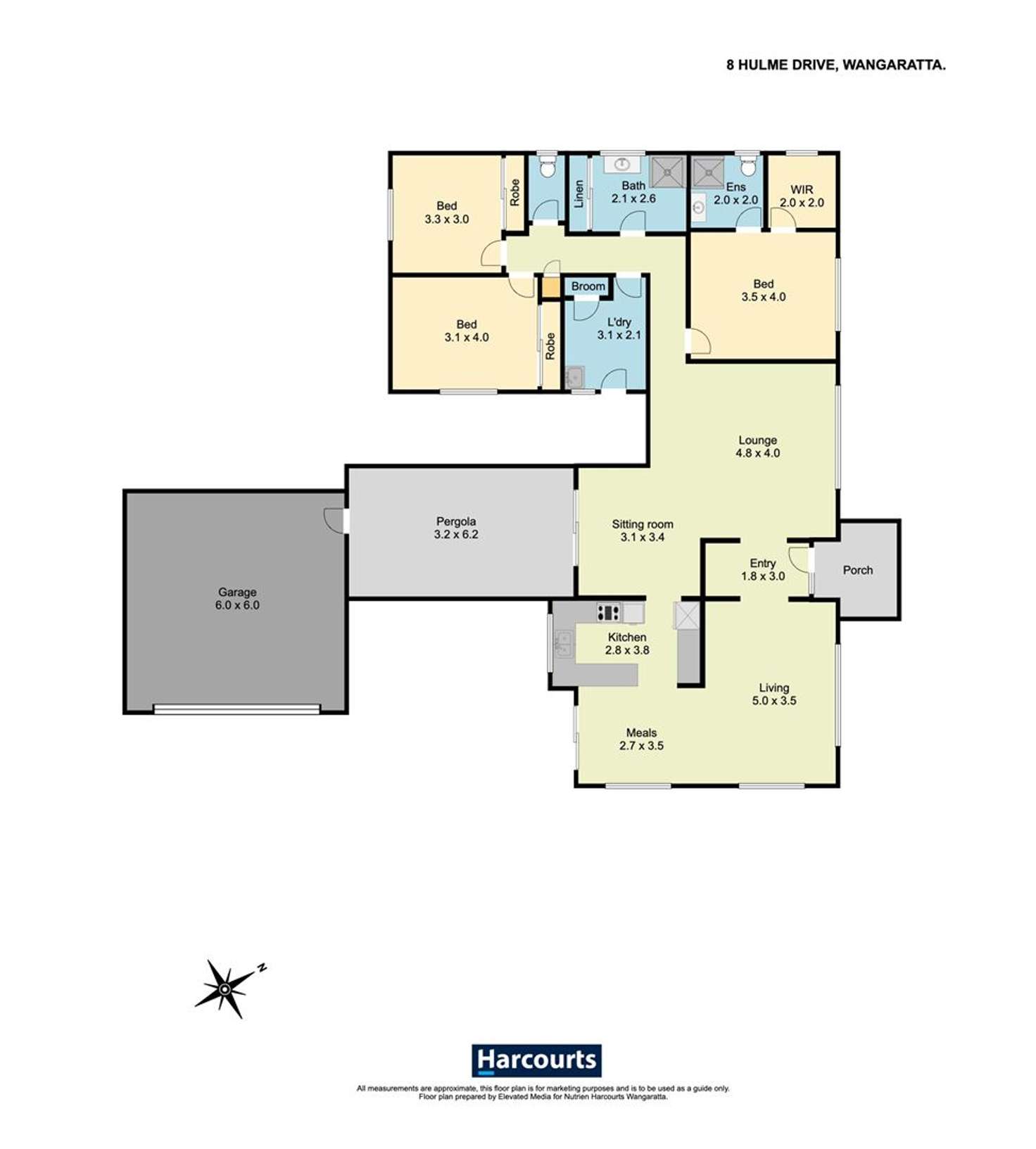 Floorplan of Homely house listing, 8 Hulme Drive, Wangaratta VIC 3677