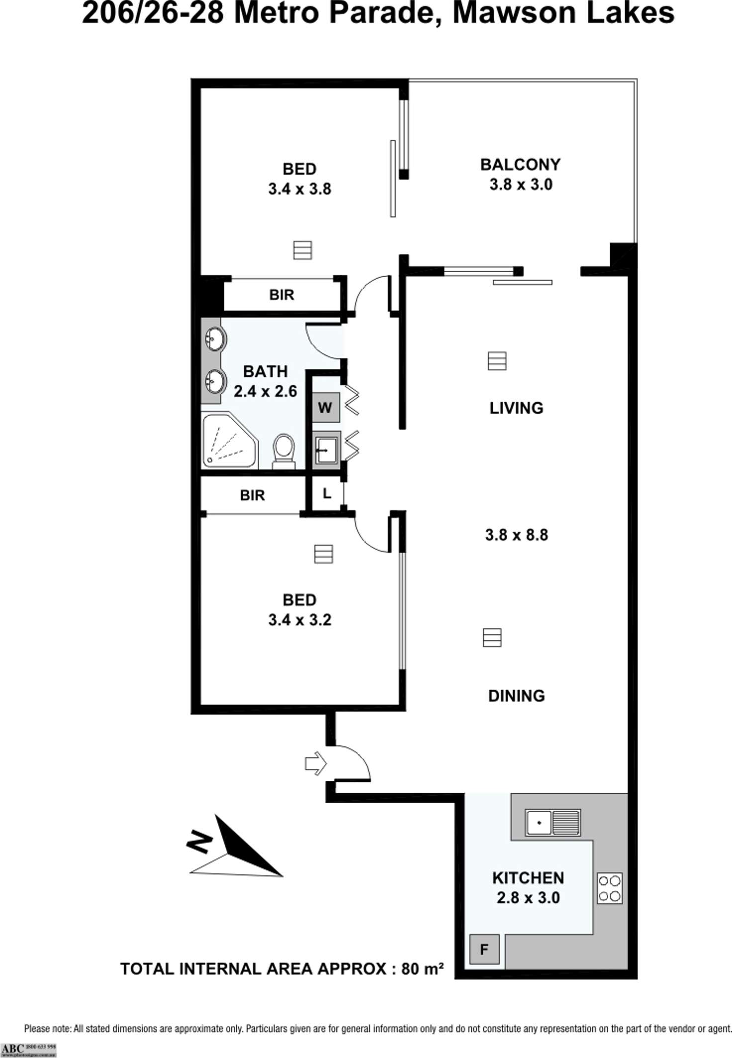 Floorplan of Homely apartment listing, 206/26-28 Metro Parade, Mawson Lakes SA 5095