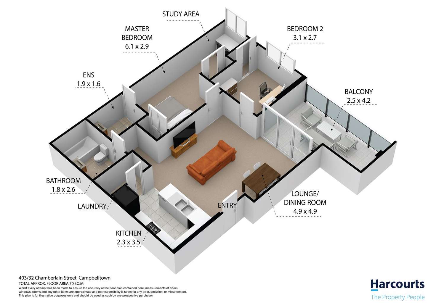 Floorplan of Homely apartment listing, 403/32 Chamberlain Street, Campbelltown NSW 2560