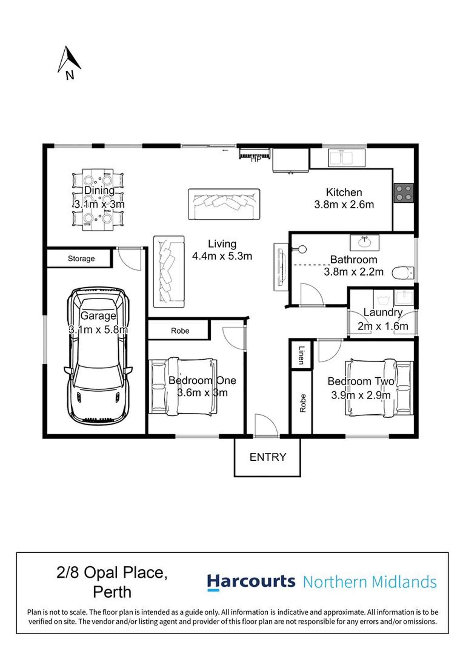 Floorplan of Homely unit listing, 2/8 Opal Place, Perth TAS 7300