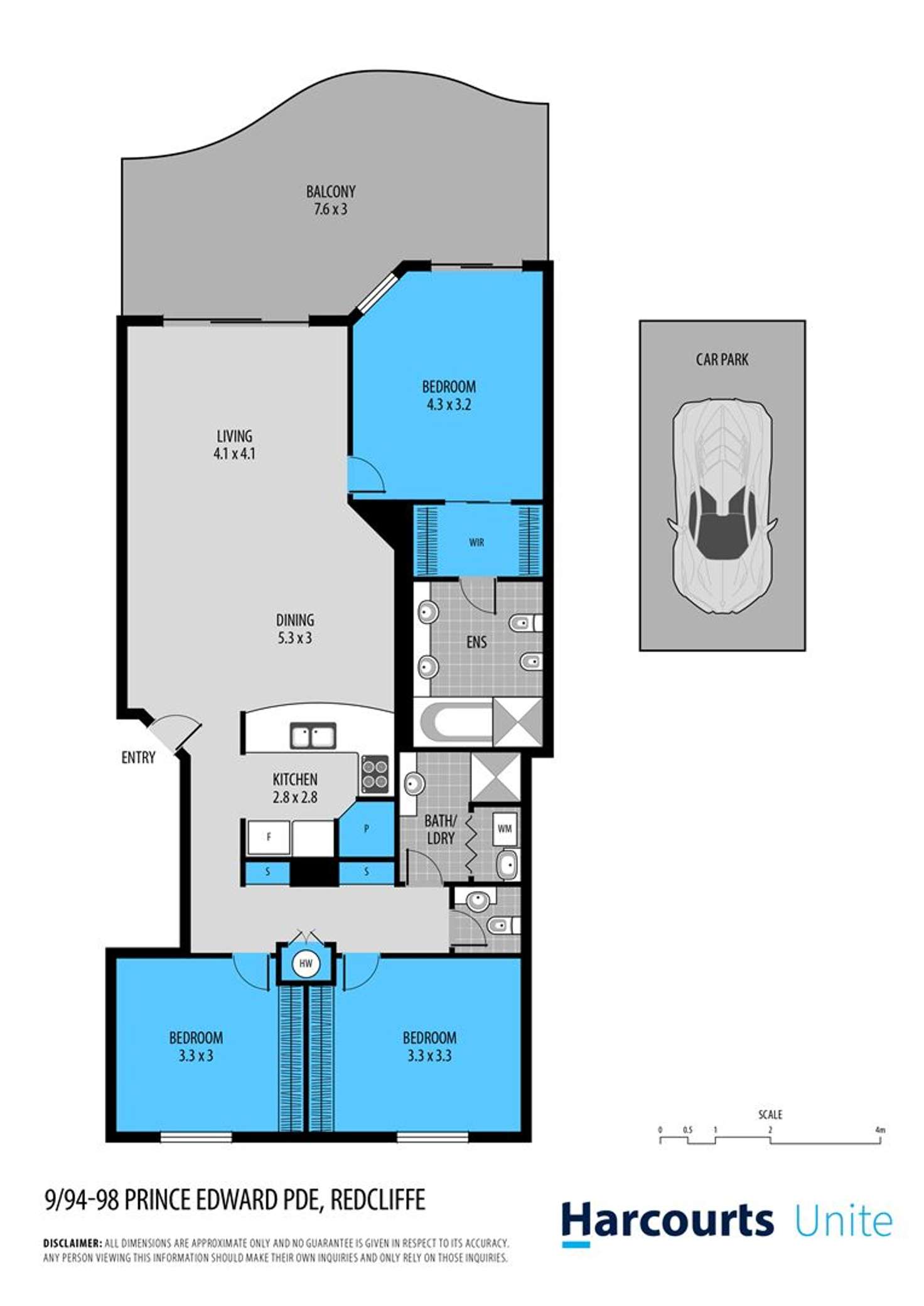 Floorplan of Homely unit listing, 9/94-98 Prince Edward Parade, Redcliffe QLD 4020