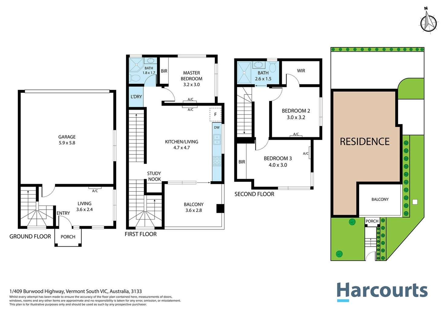 Floorplan of Homely townhouse listing, 1/409 Burwood Highway, Vermont South VIC 3133