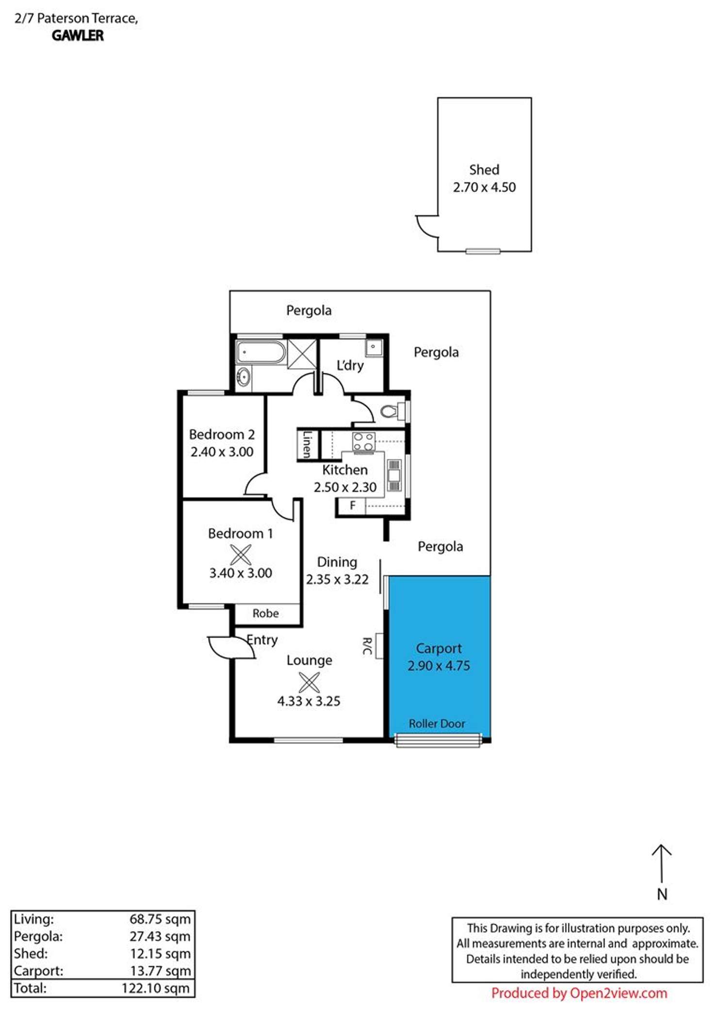 Floorplan of Homely unit listing, 2/7 Paterson Terrace, Gawler SA 5118