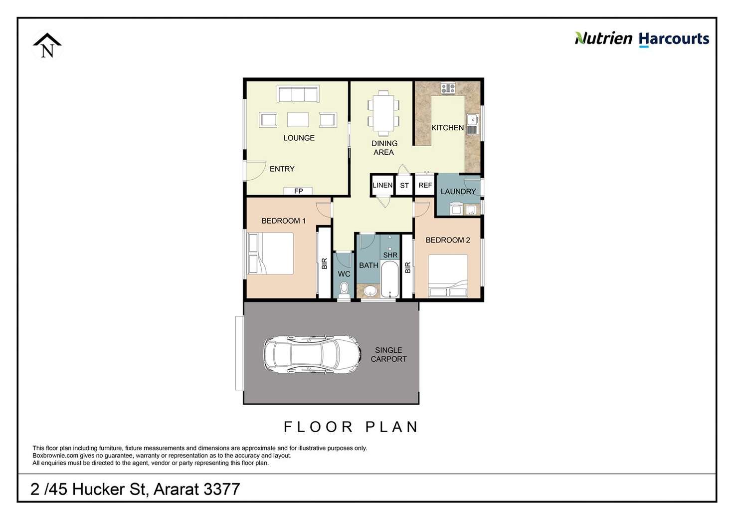Floorplan of Homely semiDetached listing, 2/45 Hucker St, Ararat VIC 3377