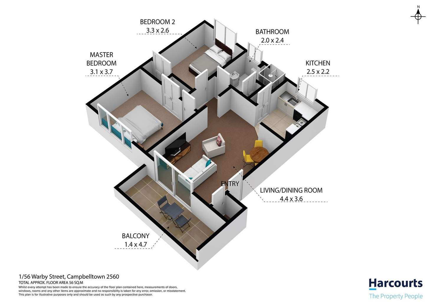 Floorplan of Homely unit listing, 1/54-56 Warby Street, Campbelltown NSW 2560