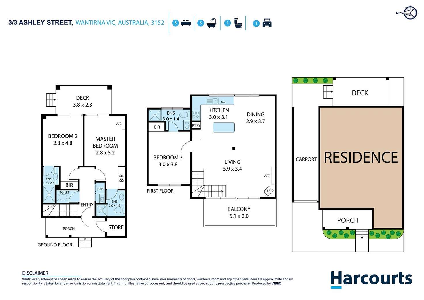 Floorplan of Homely townhouse listing, 3/3 Ashley Street, Wantirna VIC 3152