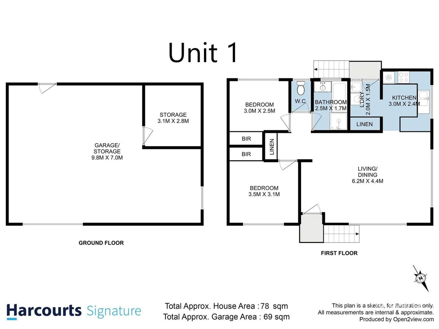 Floorplan of Homely unit listing, 1 & 2/1A Ledwell Street, Lutana TAS 7009