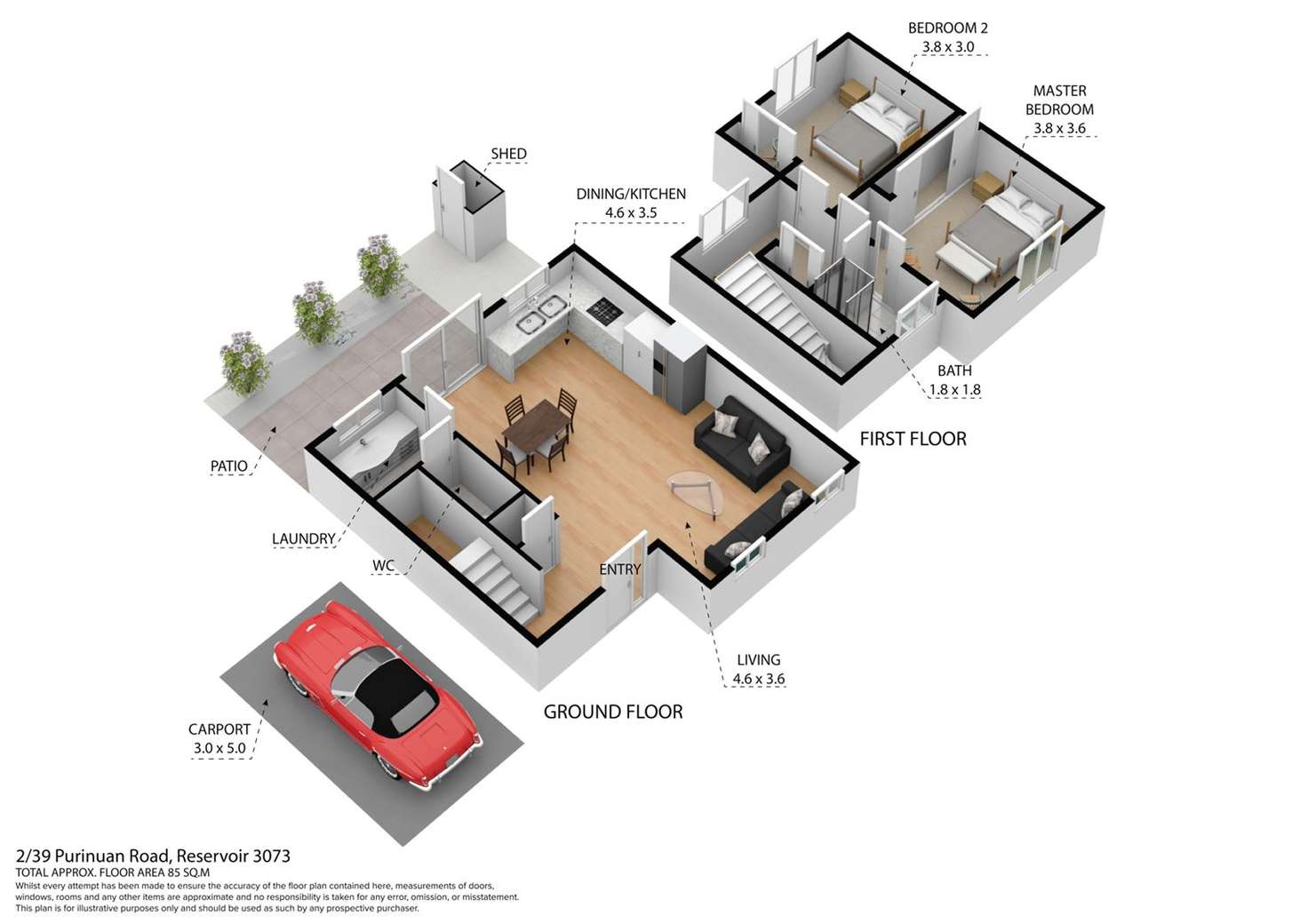 Floorplan of Homely townhouse listing, 2/39 Purinuan Road, Reservoir VIC 3073