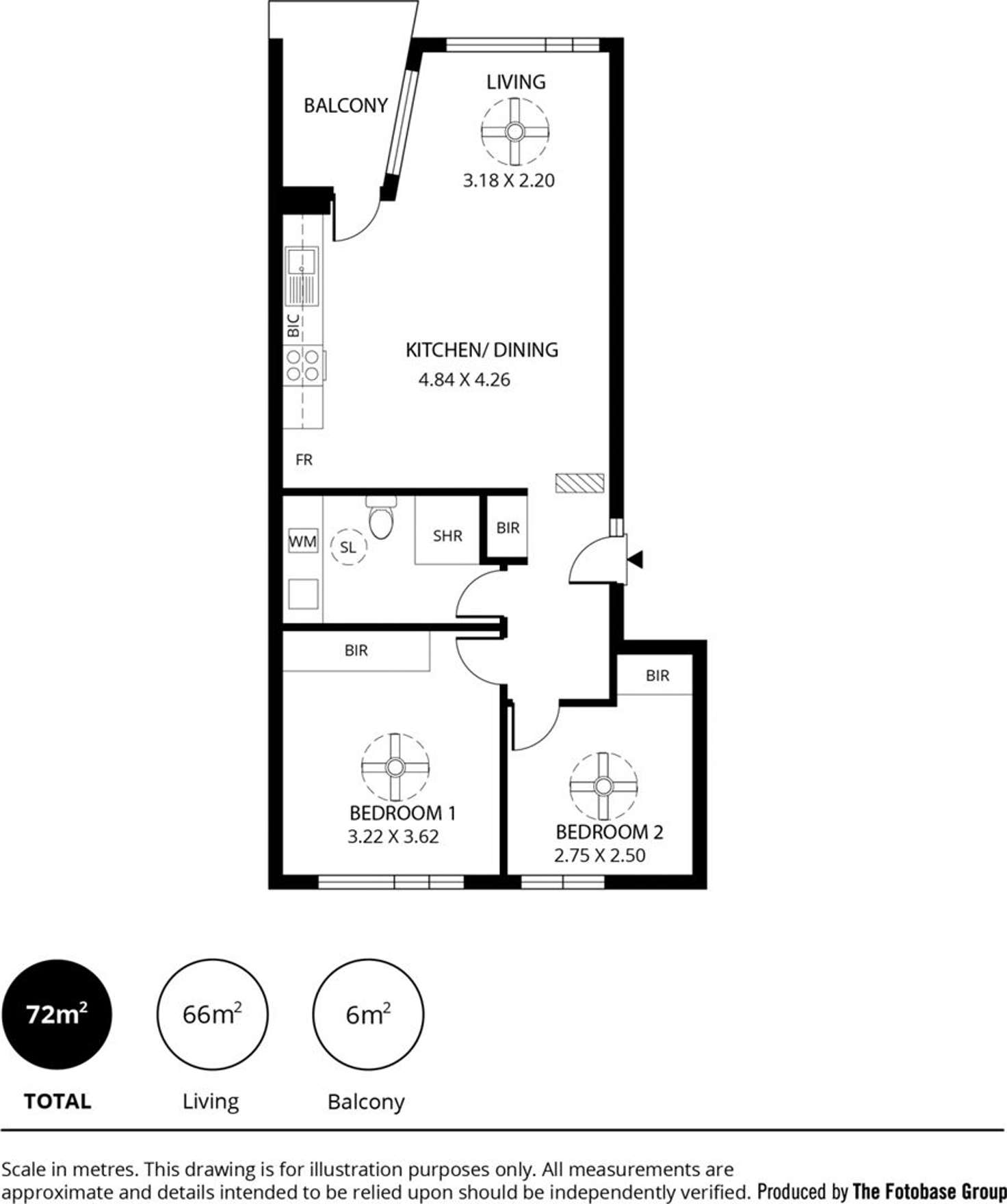 Floorplan of Homely unit listing, 2/6 Treloar Court, Campbelltown SA 5074