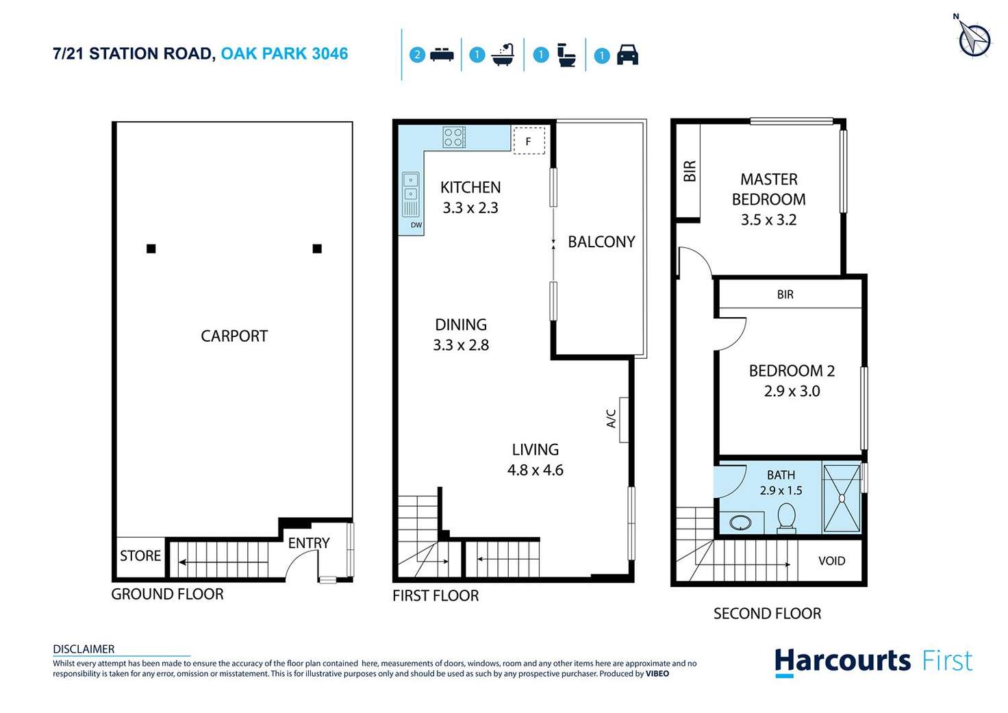 Floorplan of Homely townhouse listing, 7/21 Station Road, Oak Park VIC 3046