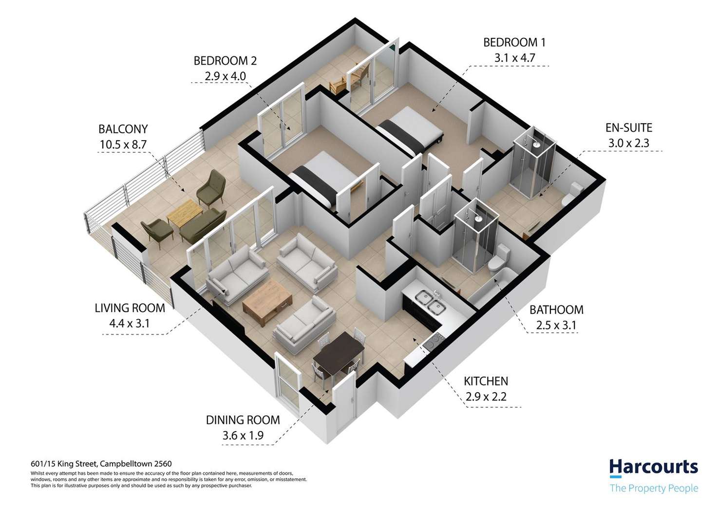 Floorplan of Homely apartment listing, 601/15 King Street, Campbelltown NSW 2560
