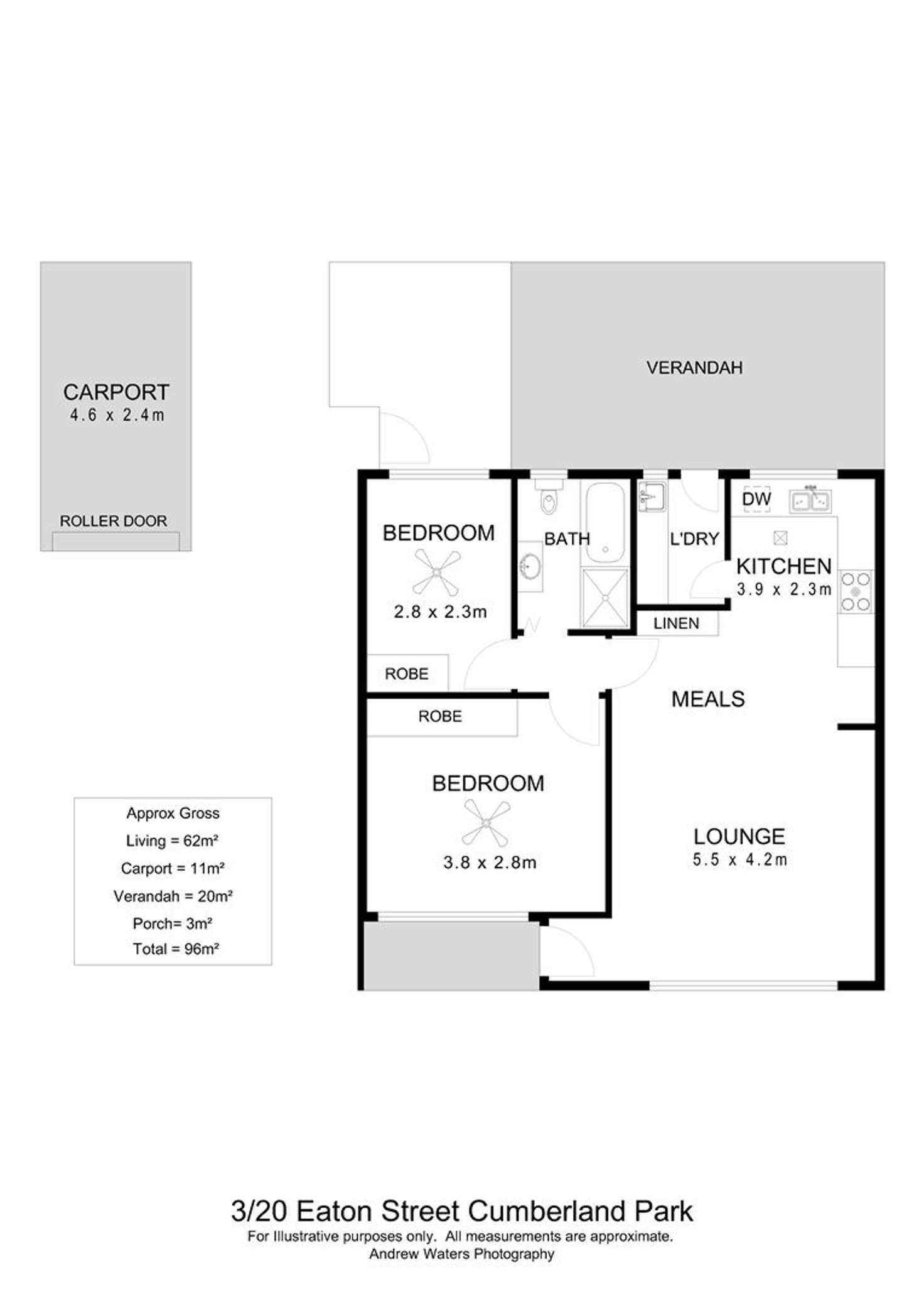 Floorplan of Homely unit listing, 3/20 Eaton Street, Cumberland Park SA 5041