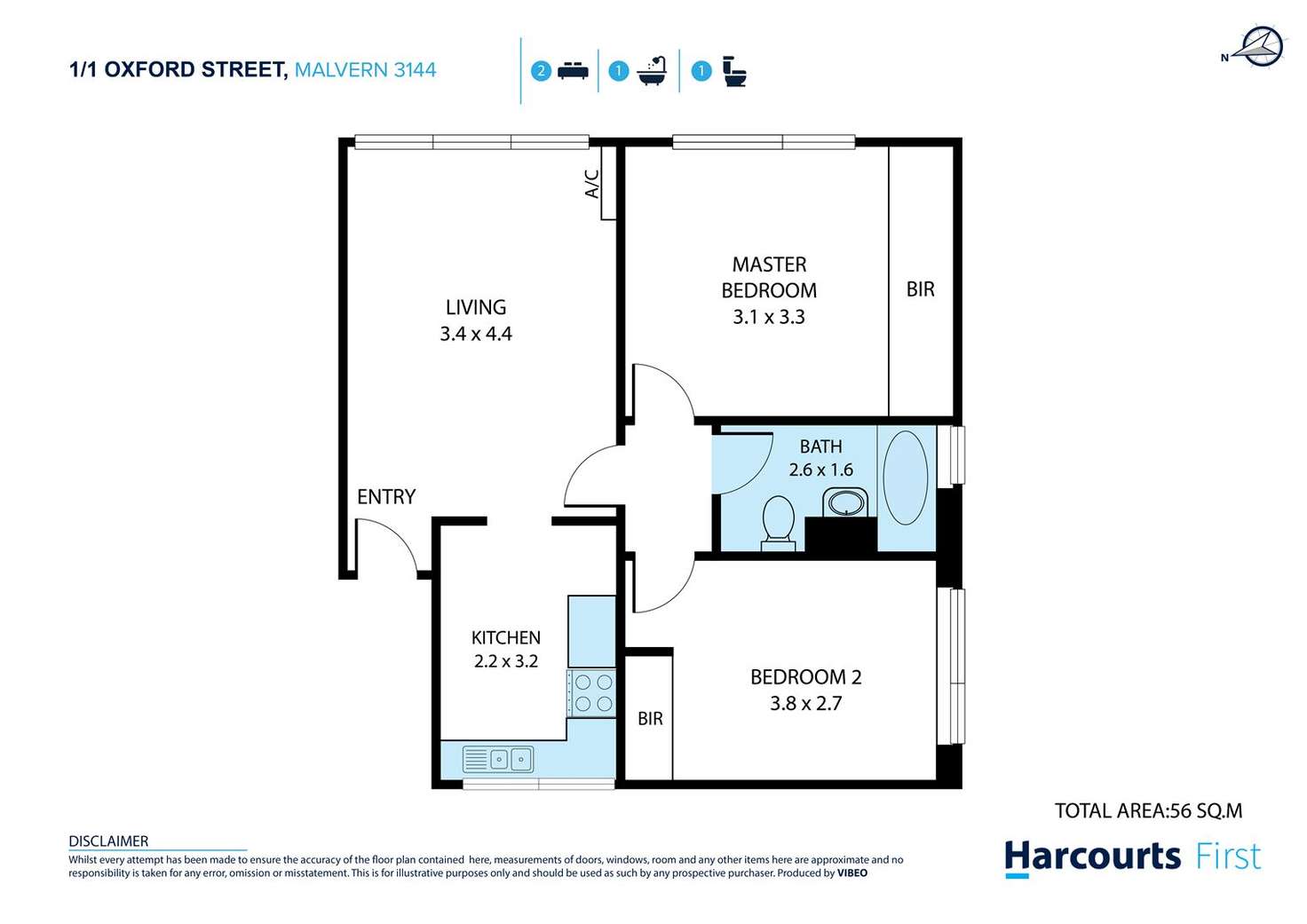 Floorplan of Homely apartment listing, 1/1 Oxford Street, Malvern VIC 3144