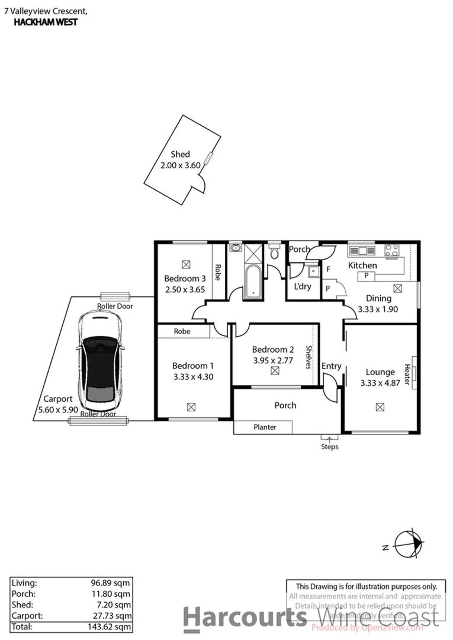 Floorplan of Homely house listing, 7 Valleyview Crescent, Hackham West SA 5163