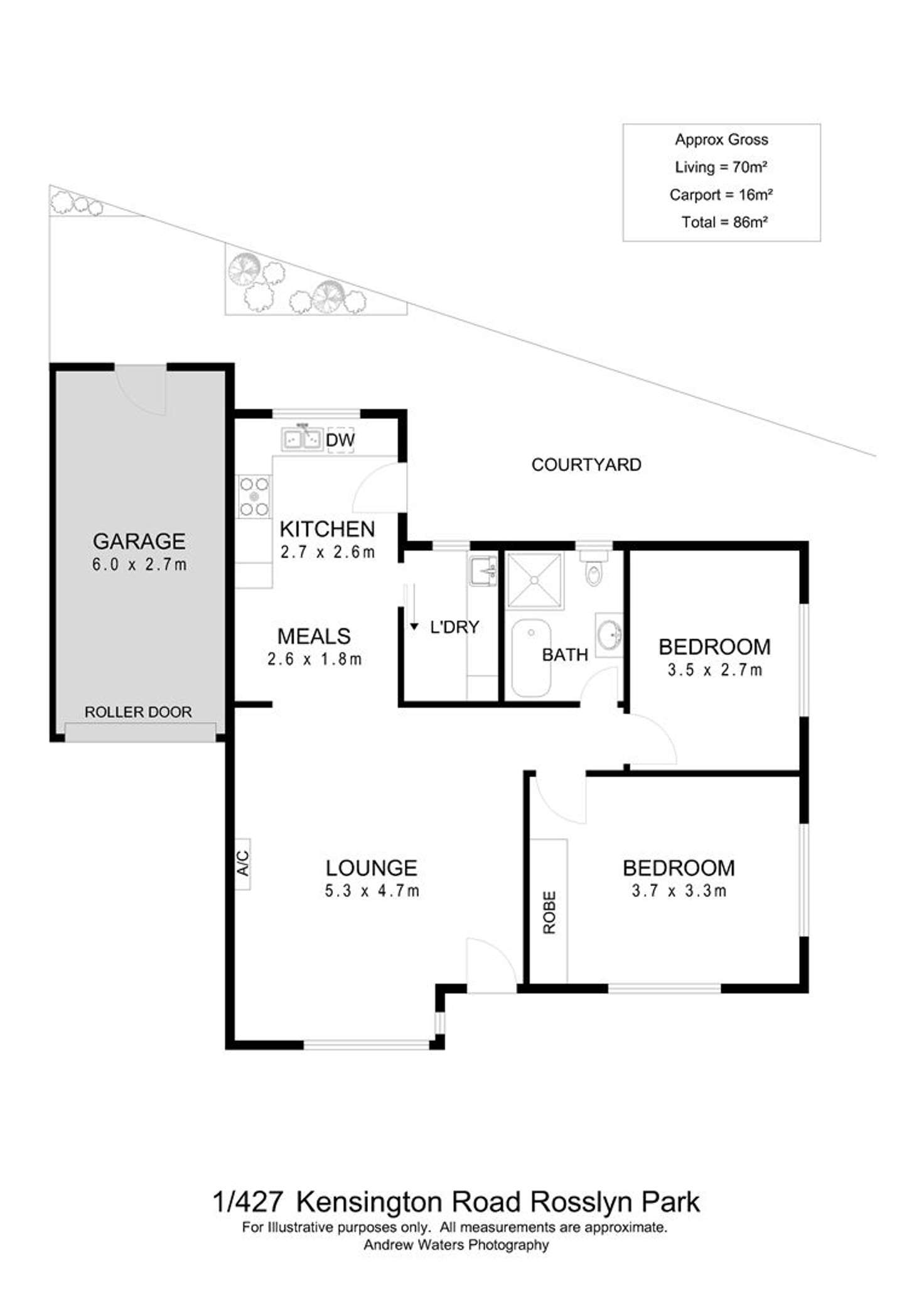 Floorplan of Homely unit listing, 1/427 Kensington Road, Rosslyn Park SA 5072