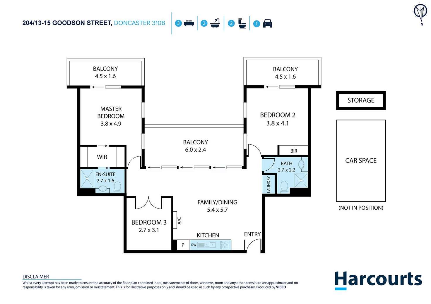 Floorplan of Homely apartment listing, 204/13-15 Goodson Street, Doncaster VIC 3108