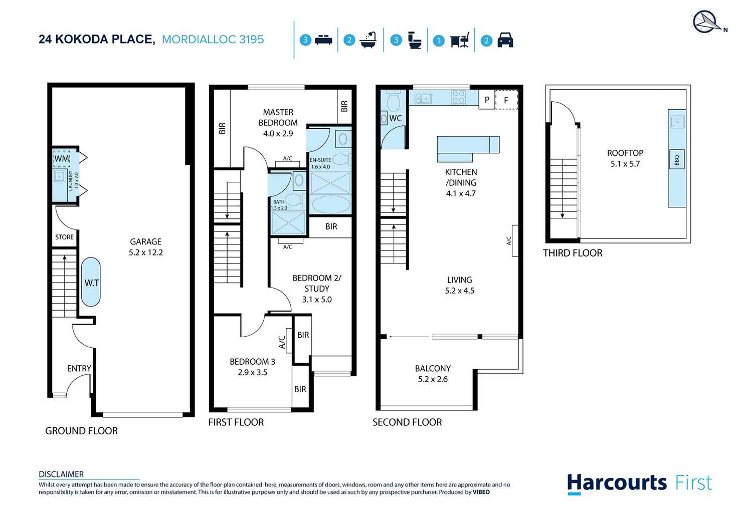 Floorplan of Homely townhouse listing, 24 Kokoda Place, Mordialloc VIC 3195