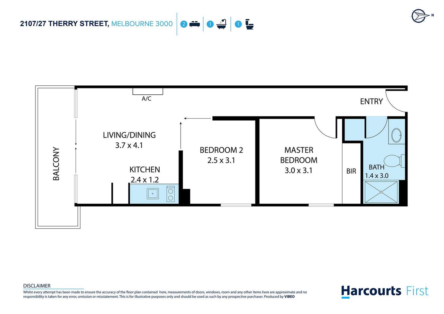 Floorplan of Homely apartment listing, 2107/25 Therry Street, Melbourne VIC 3000