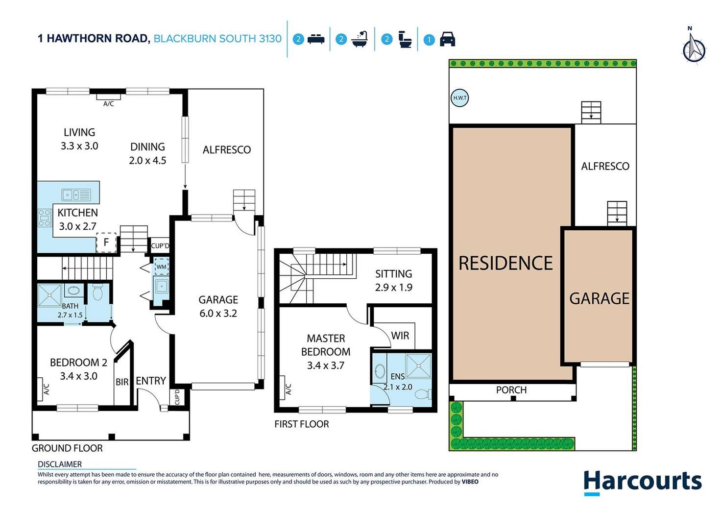 Floorplan of Homely townhouse listing, 1 Hawthorn Road, Blackburn South VIC 3130