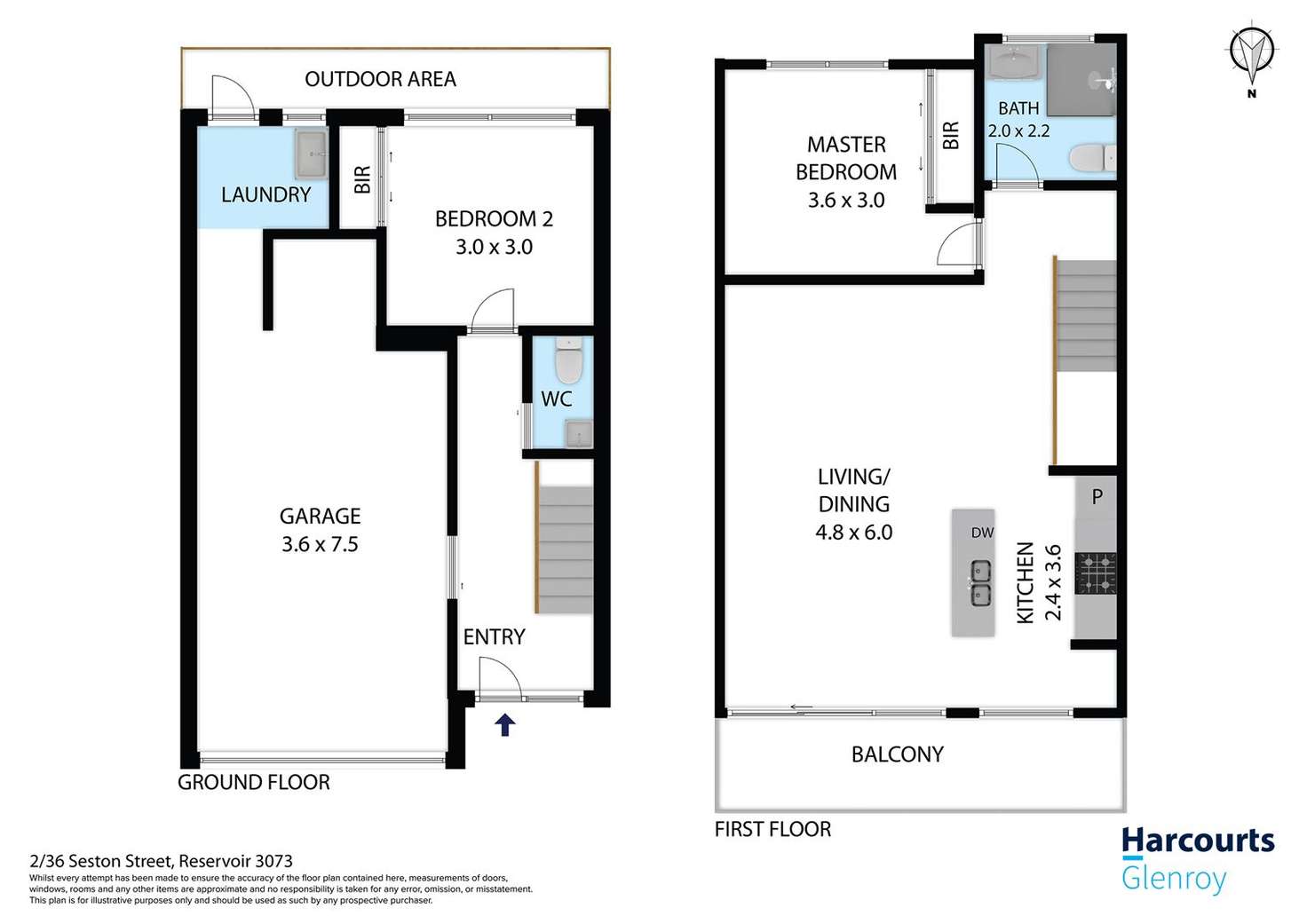 Floorplan of Homely townhouse listing, 2/36 Seston Street, Reservoir VIC 3073