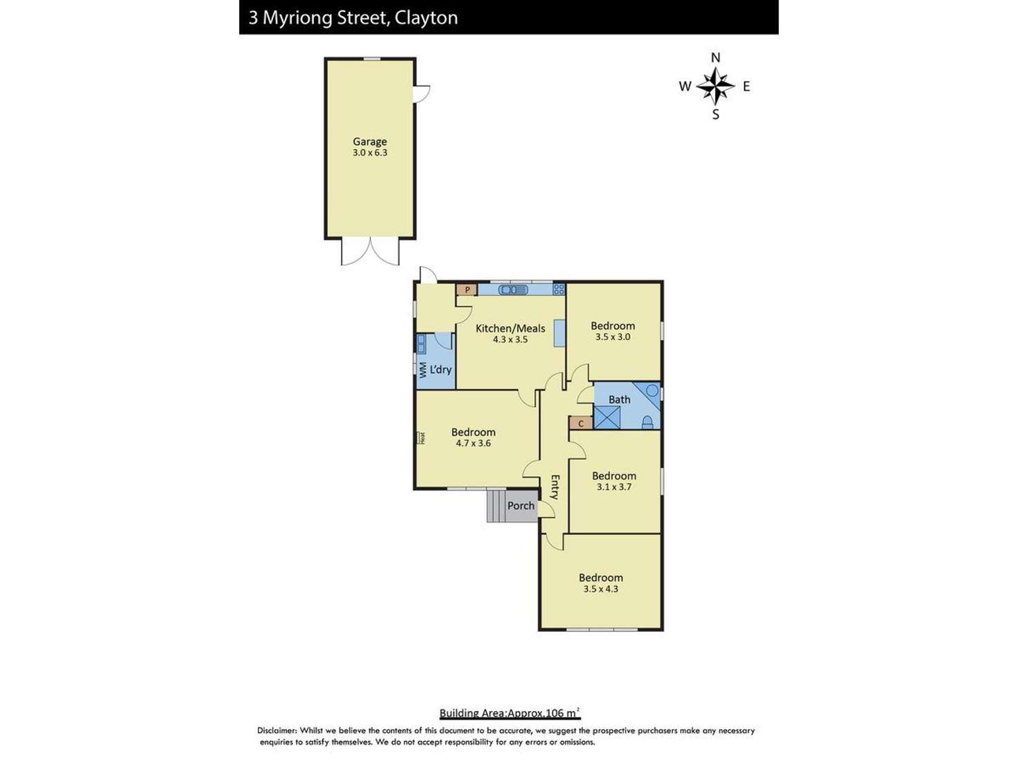 Floorplan of Homely house listing, 3 Myriong Street, Clayton VIC 3168