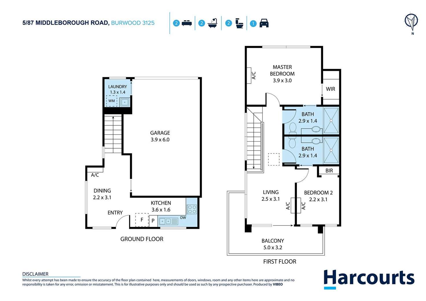 Floorplan of Homely townhouse listing, 5/87 Middleborough Road, Burwood VIC 3125