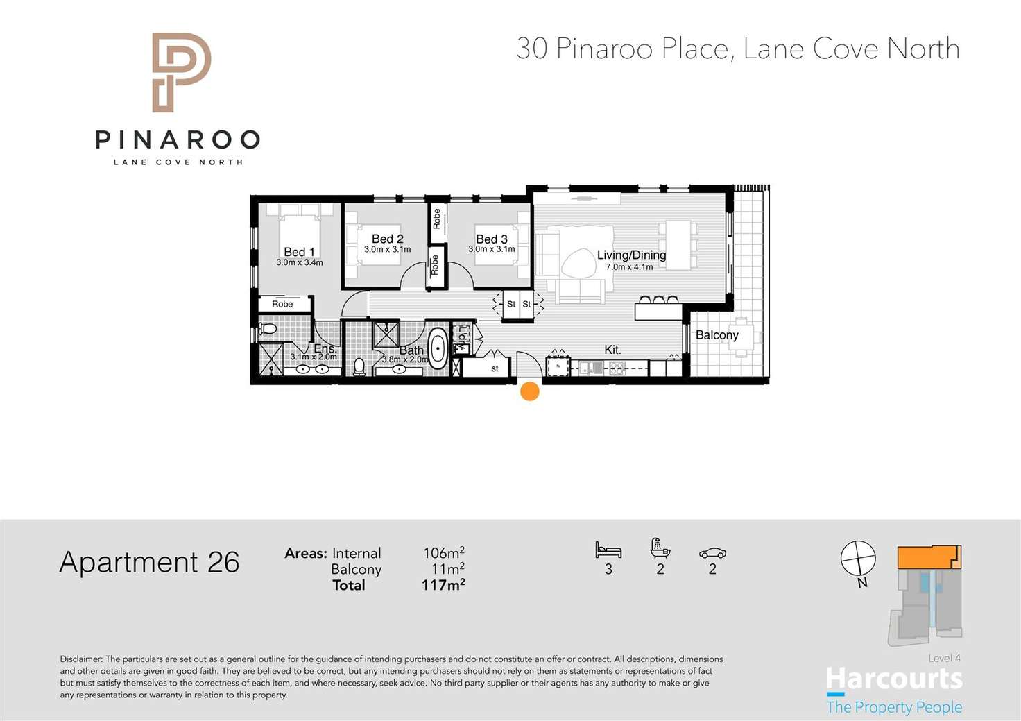 Floorplan of Homely apartment listing, 30 Pinaroo Place, Lane Cove North NSW 2066