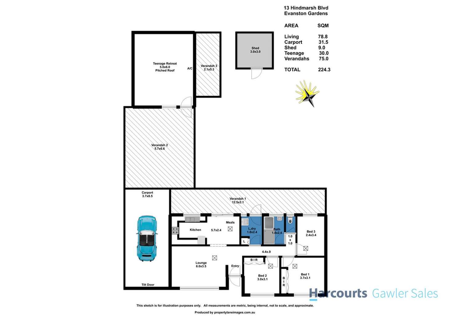 Floorplan of Homely house listing, 13 Hindmarsh Boulevard, Evanston Gardens SA 5116