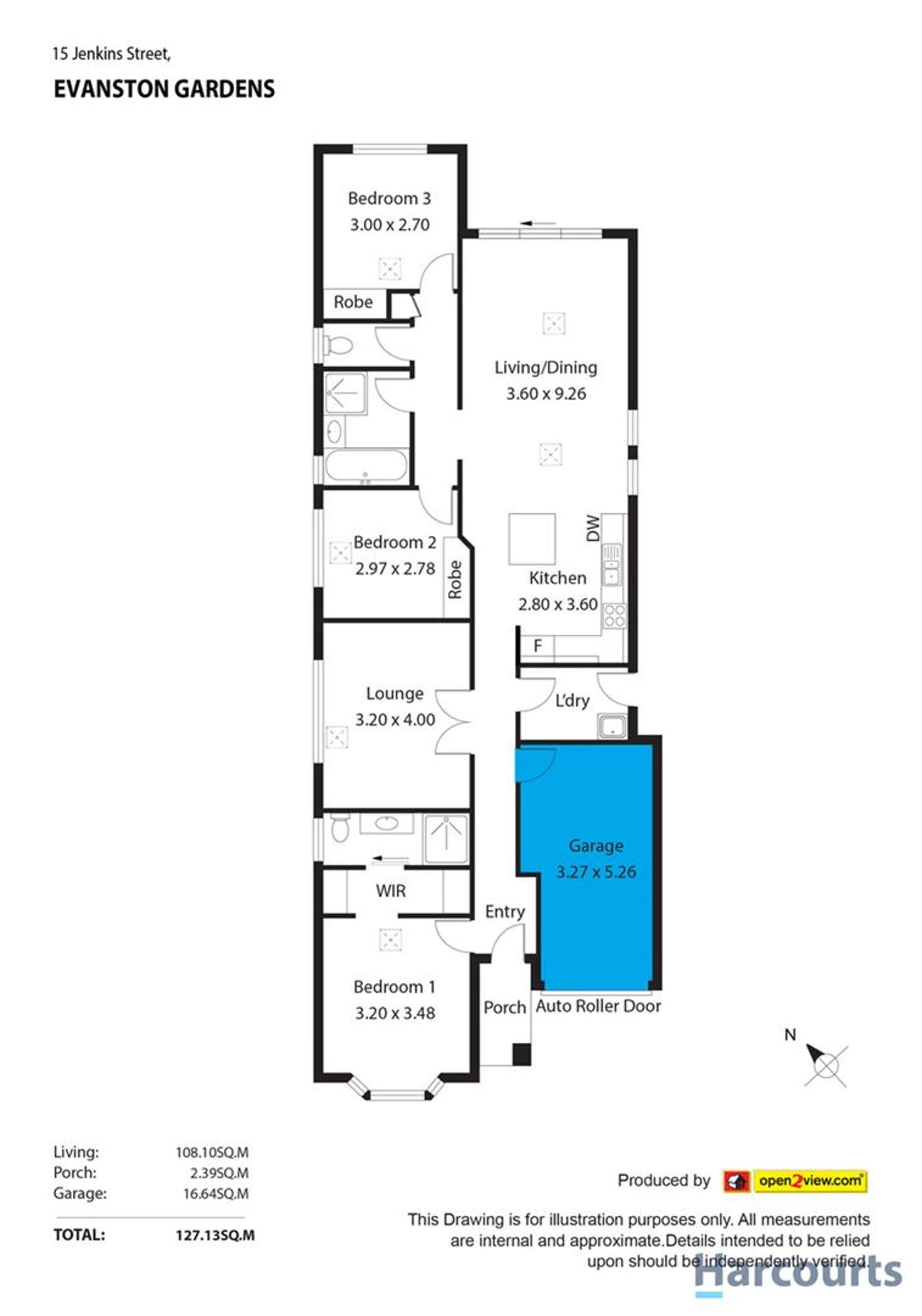 Floorplan of Homely house listing, 15 Jenkins Street, Evanston Gardens SA 5116