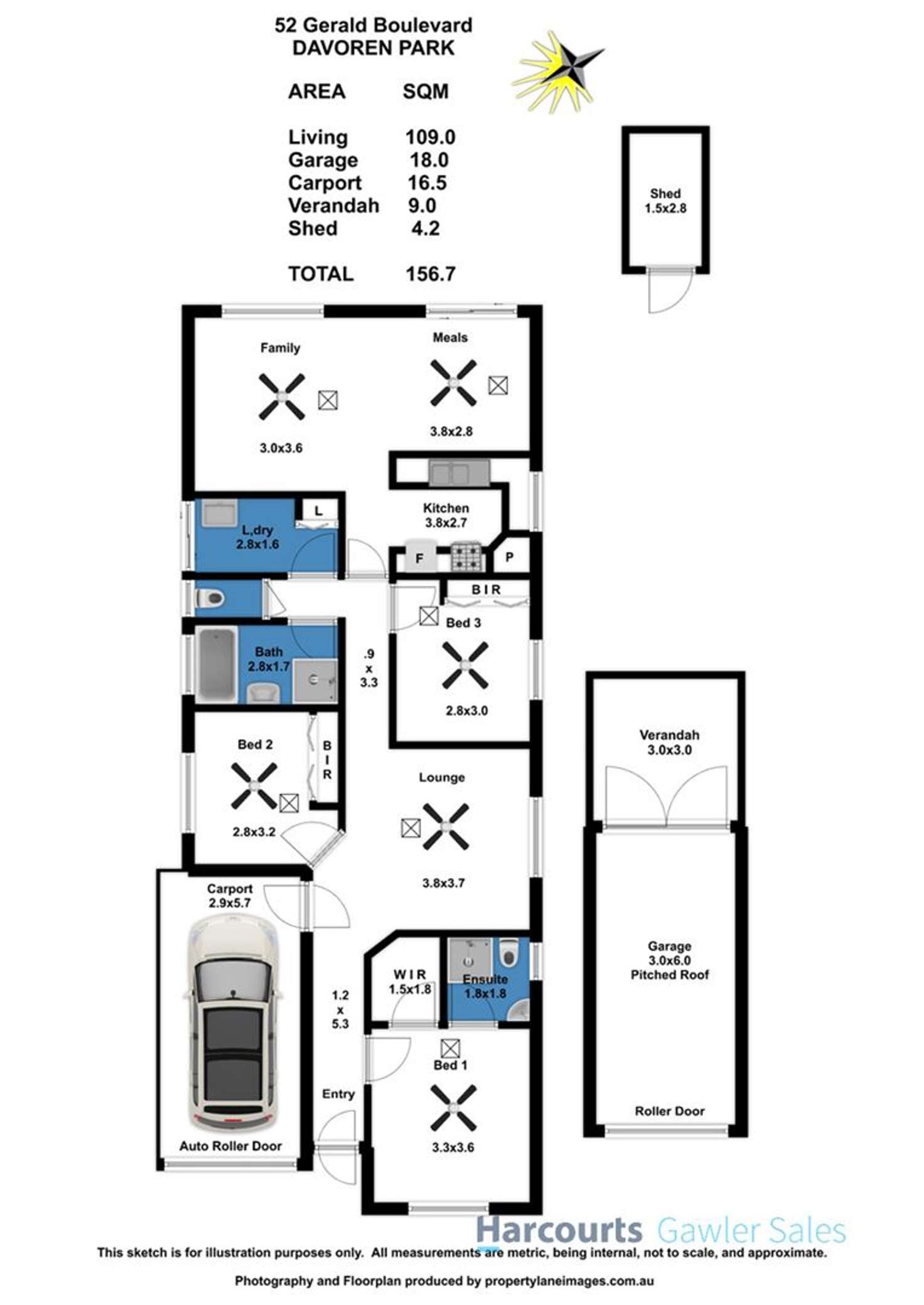 Floorplan of Homely house listing, 52 Gerald Boulevard, Davoren Park SA 5113