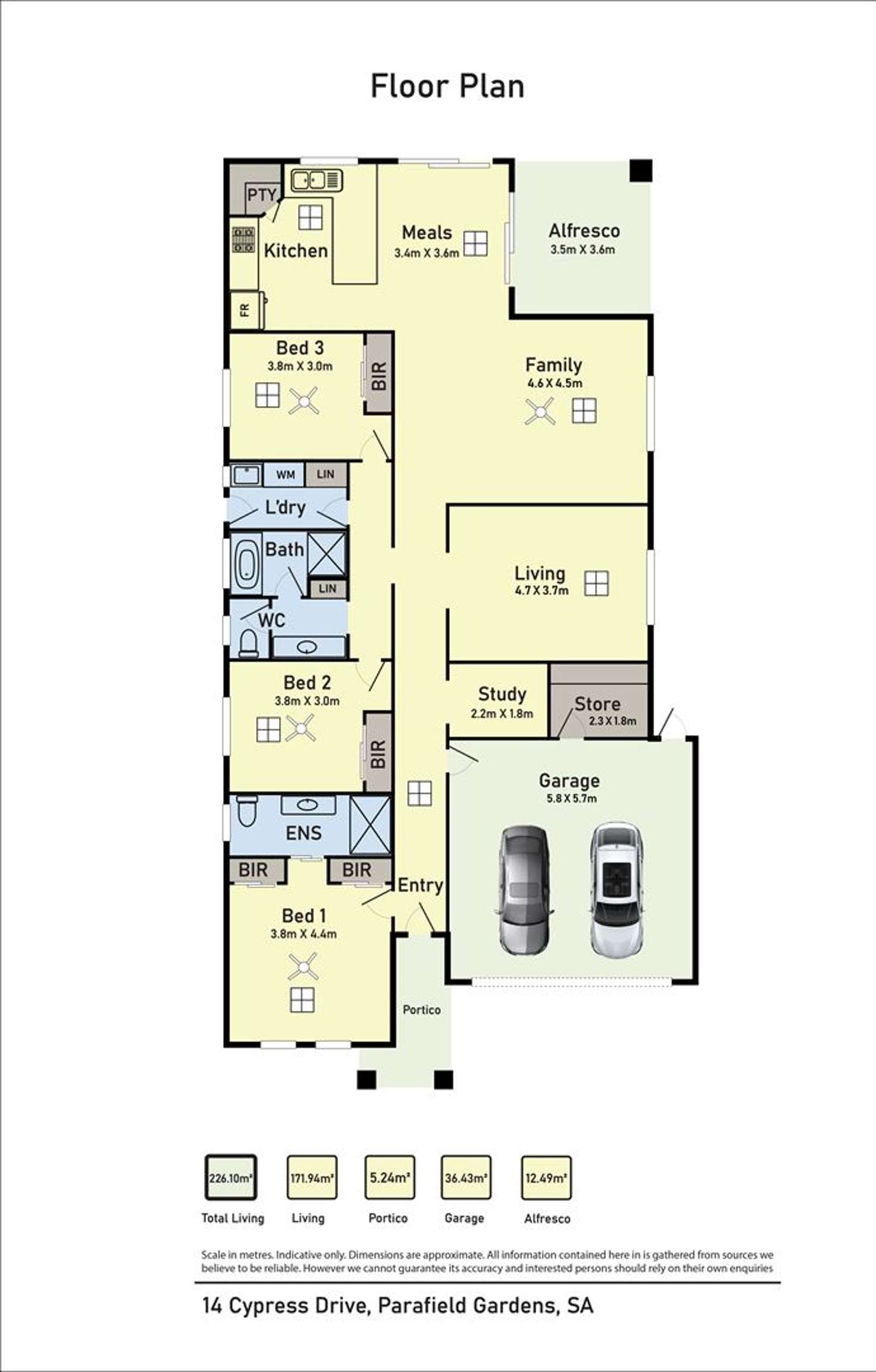 Floorplan of Homely house listing, 14 Cypress Drive, Parafield Gardens SA 5107
