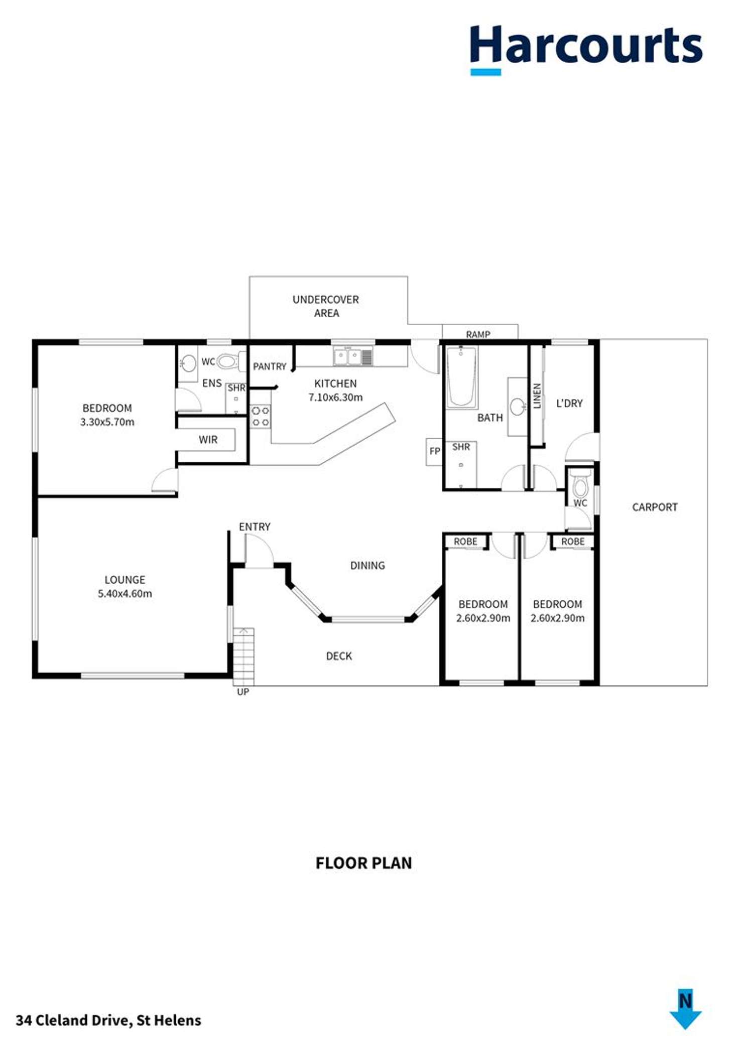 Floorplan of Homely acreageSemiRural listing, 34 Cleland Drive, St Helens TAS 7216