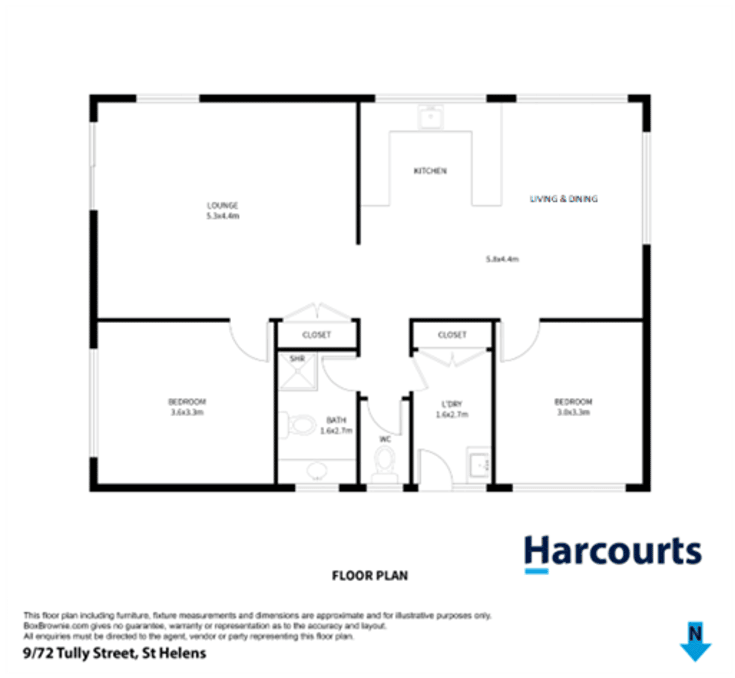 Floorplan of Homely unit listing, 9/72 Tully Street, St Helens TAS 7216