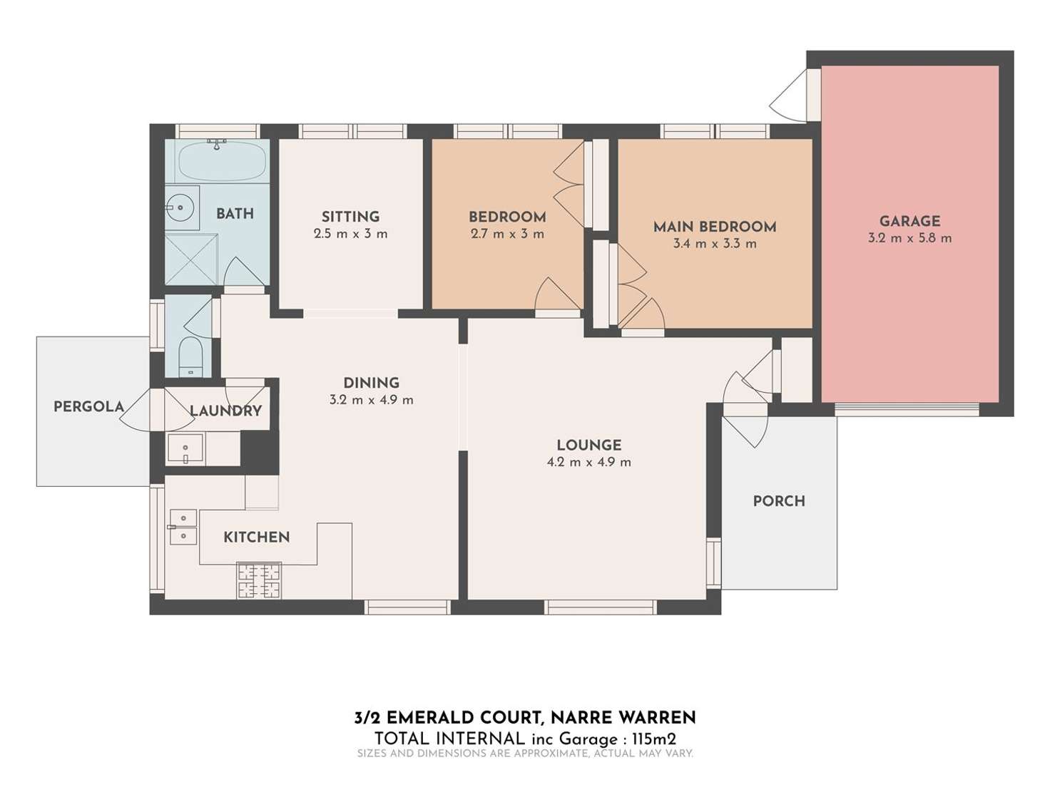 Floorplan of Homely unit listing, 2/3 Emerald Court, Narre Warren VIC 3805