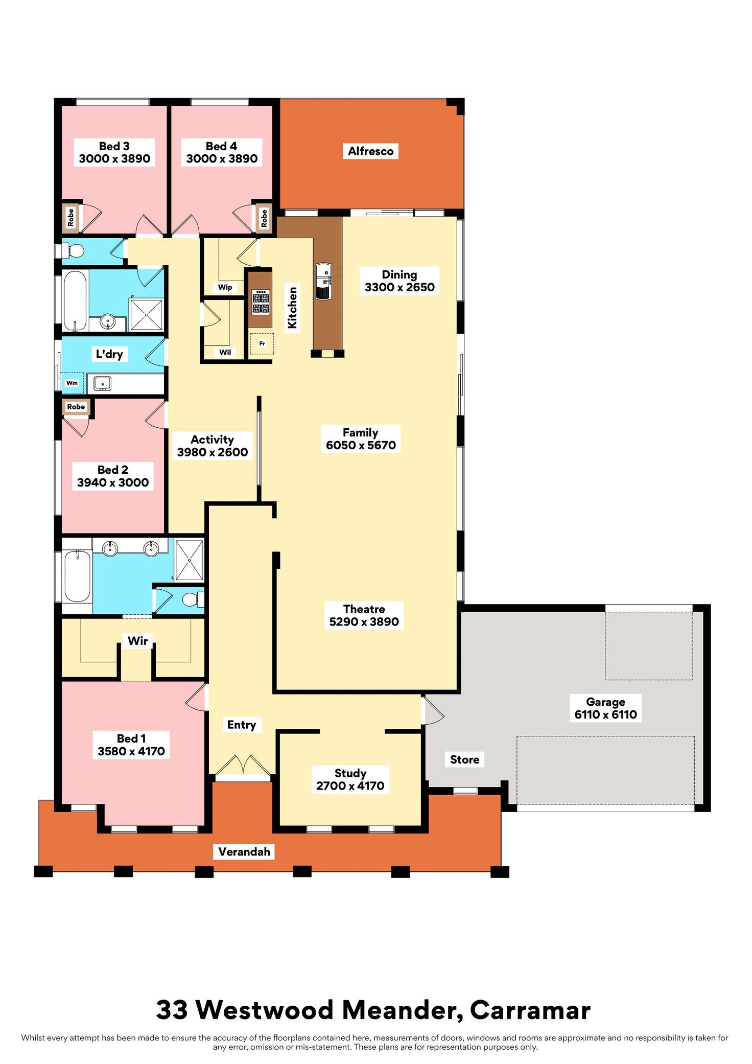 Floorplan of Homely house listing, 33 Westwood Meander, Carramar WA 6031