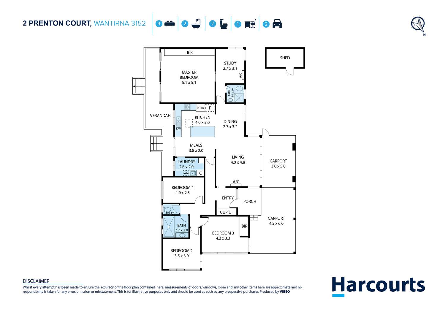Floorplan of Homely house listing, 2 Prenton Court, Wantirna VIC 3152