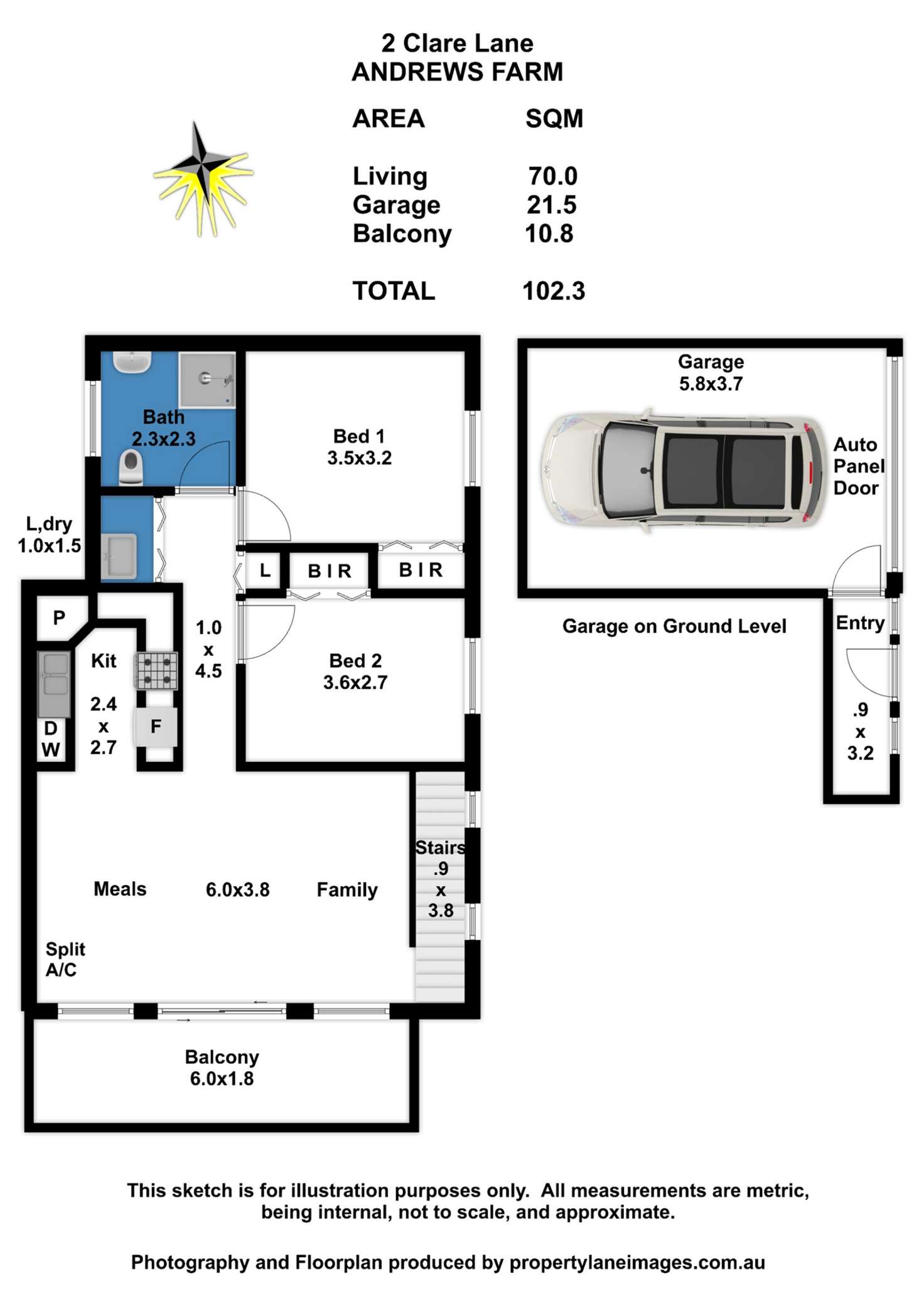 Floorplan of Homely townhouse listing, 2 Clare Lane, Andrews Farm SA 5114