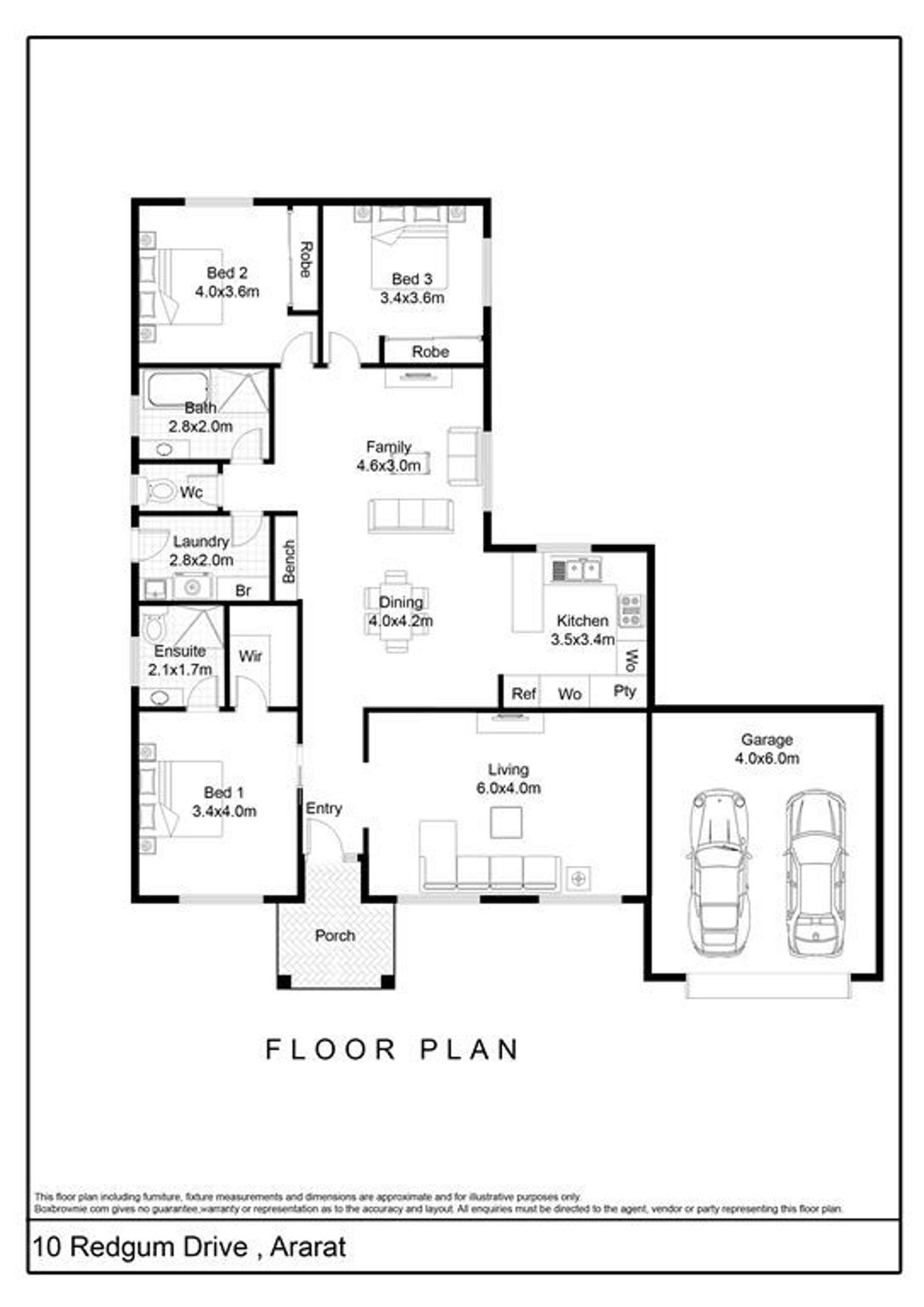Floorplan of Homely house listing, 10 Redgum Drive, Ararat VIC 3377