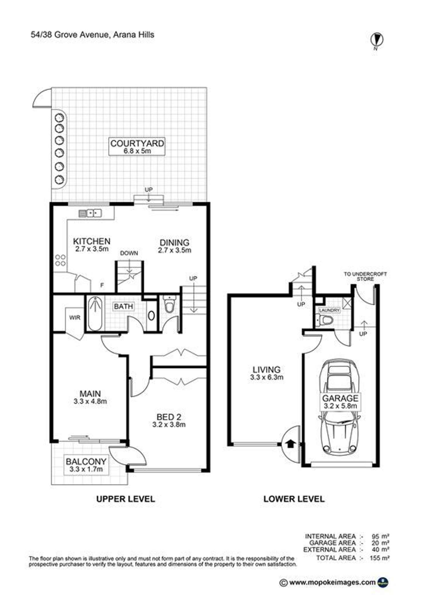 Floorplan of Homely townhouse listing, 54/38-40 Grove Avenue, Arana Hills QLD 4054