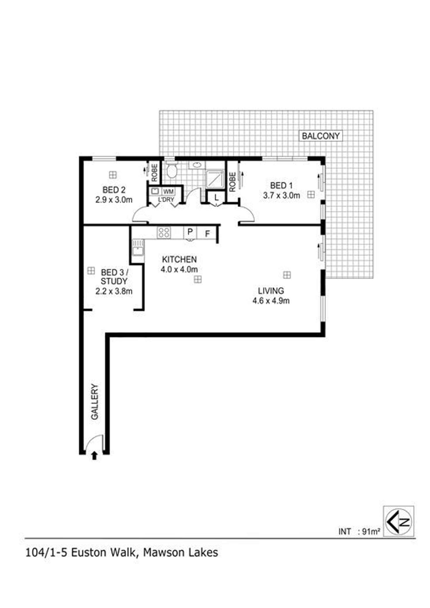 Floorplan of Homely apartment listing, 104/1-5 Euston Walk, Mawson Lakes SA 5095